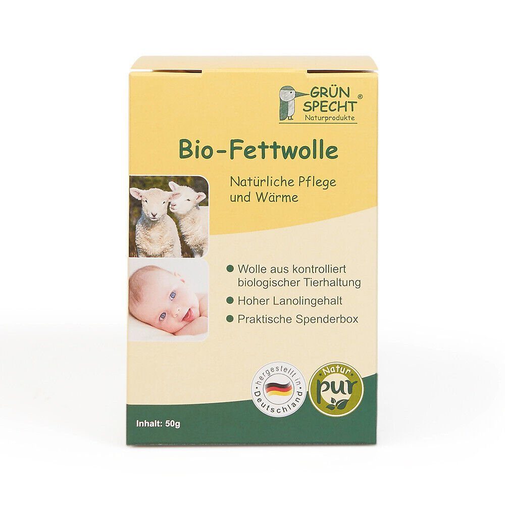 GRÜNSPECHT Stoffwindeln Bio- 50gr 638-00, Spender Fettwolle Naturprodukt im 100% Wolle