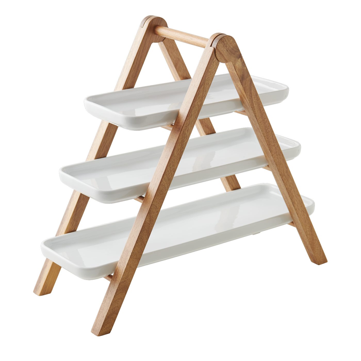 Betty Bossi Etagere Etagere 3 Servierplatten Porzellan Holz Servierständer, (4-tlg)