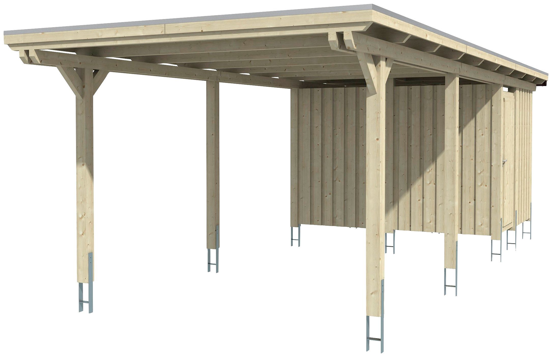 Skanholz Einzelcarport Emsland, BxT: 354x846 cm, 223 cm Einfahrtshöhe,  Flachdach-Carport, mit Aluminium-Dachplatten | Carports