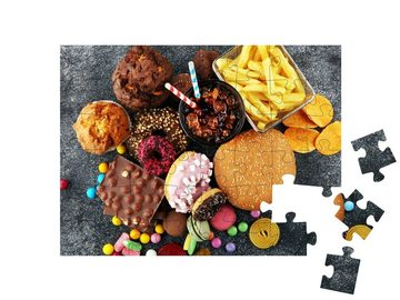 puzzleYOU Puzzle Köstlich, aber für die Figur nicht gut, 48 Puzzleteile, puzzleYOU-Kollektionen Süßigkeiten, Essen und Trinken