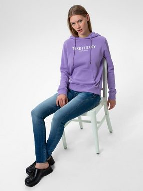 Herrlicher Kapuzensweatshirt Chiana Hoody Logo Druck „Take it easy, Herrlicher“, Kapuze mit Bindeband