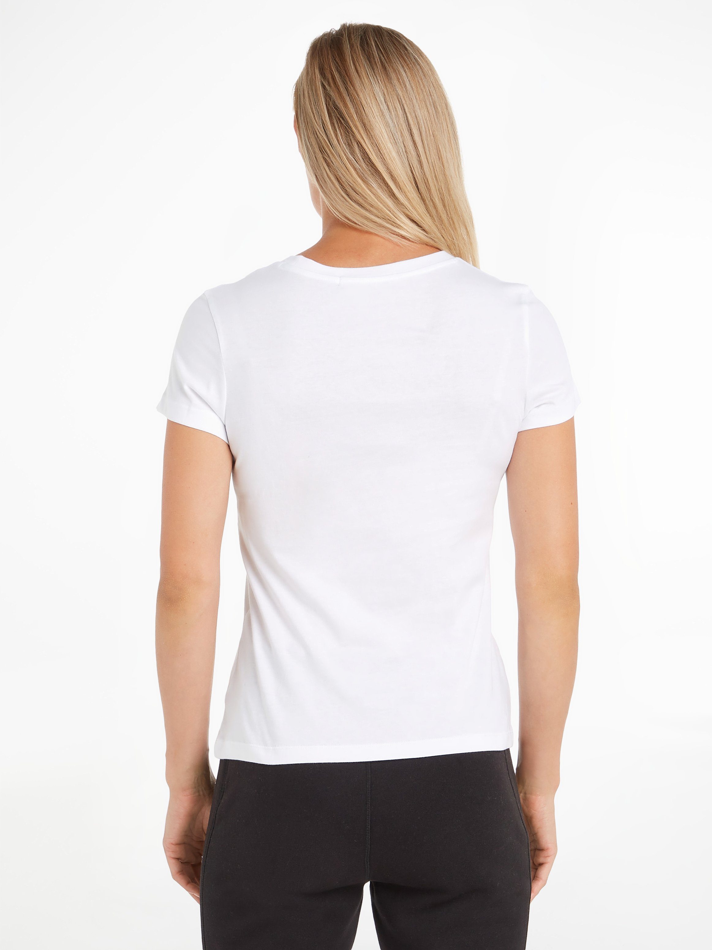 Bright INSTIT CORE SLIM TEE LOGO FIT T-Shirt Klein Calvin mit CK-Logoschriftzug White Jeans