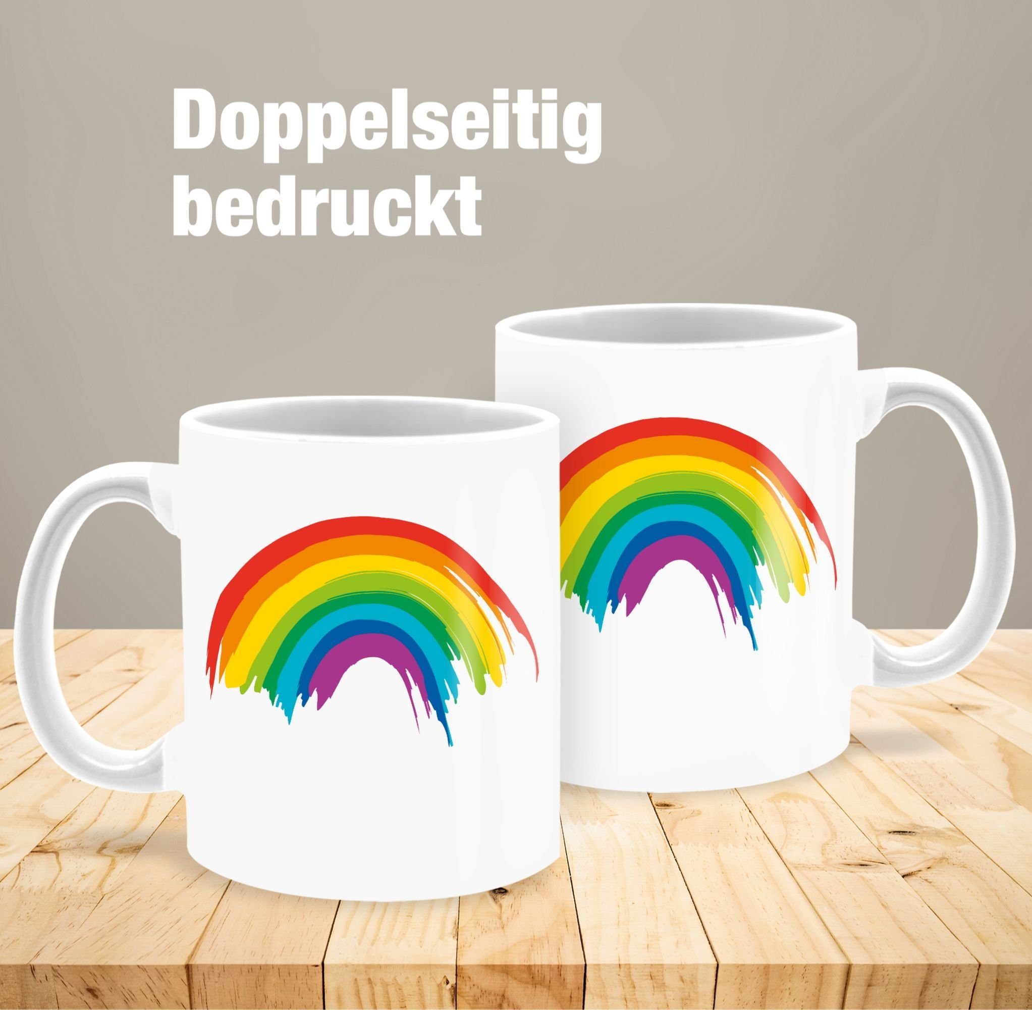 Shirtracer Tasse Regenbogen LGBT & LGBTQ, Tasse 3 Weiß LGBT Keramik, Pride