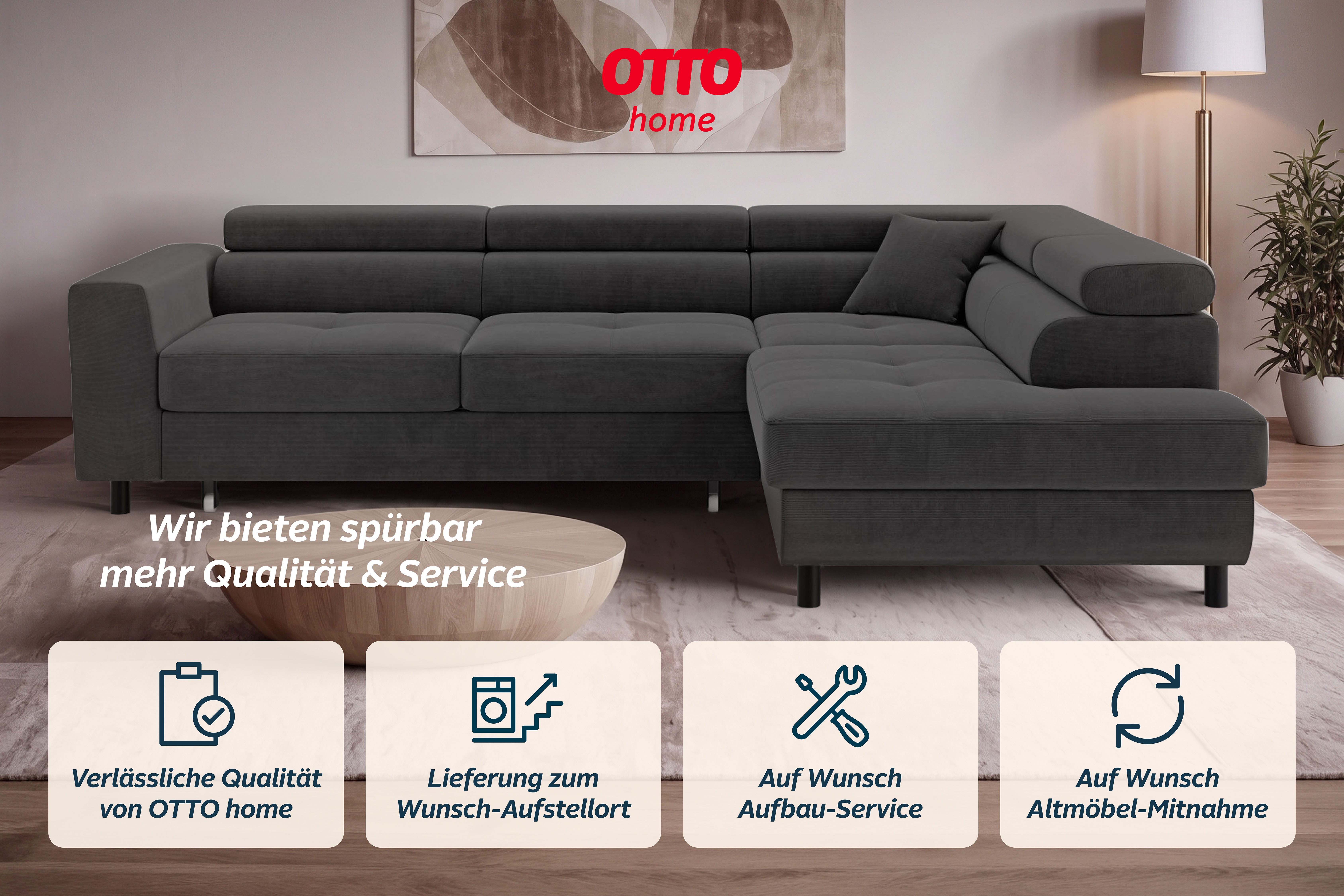 OTTO home Ecksofa AADEN Schlafsofa 254 cm - OTTO. Verlässliche Qualität., mit Bettfunktion, Bettkasten, Kopfstützen, rechts/links bestellbar – Bild 5 von 5