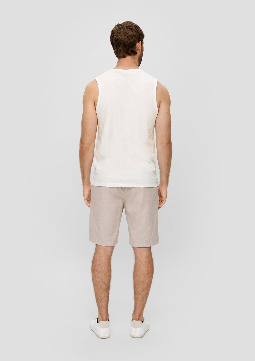 s.Oliver T-Shirt ärmelloses Shirt Flammgarn, Jersey, Logo, leger, sportlich – Bild 4 von 5