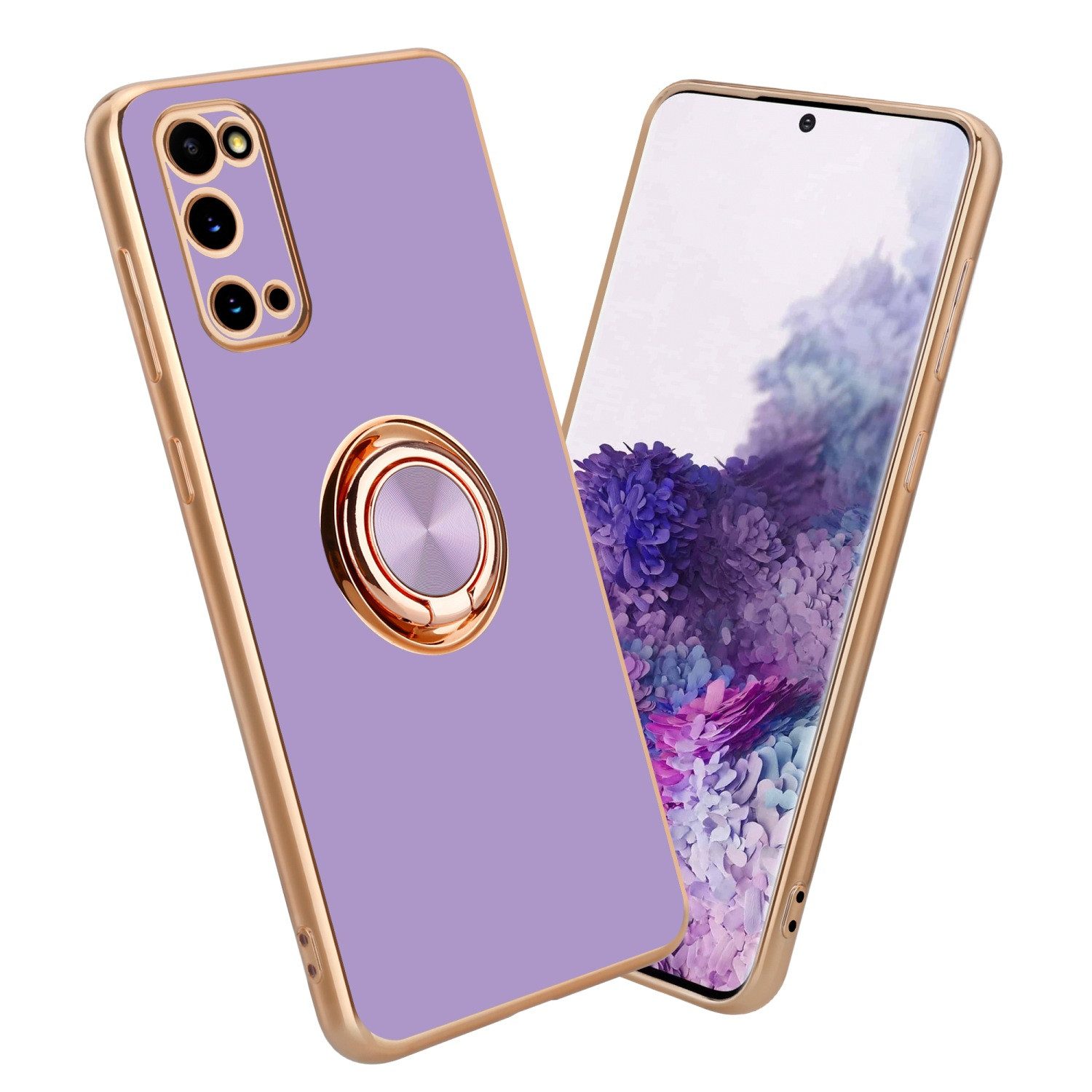 Cadorabo Handyhülle für Samsung Galaxy S20 Hülle Samsung Galaxy S20, Schutzhülle - TPU Silikon Hülle - mit Kameraschutz und Ring
