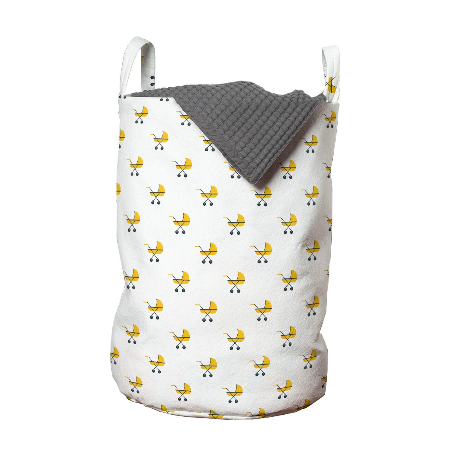 Abakuhaus Wäschesäckchen Wäschekorb mit Griffen Kordelzugverschluss für Waschsalons, grau Gelb Moderne Kinderwagen