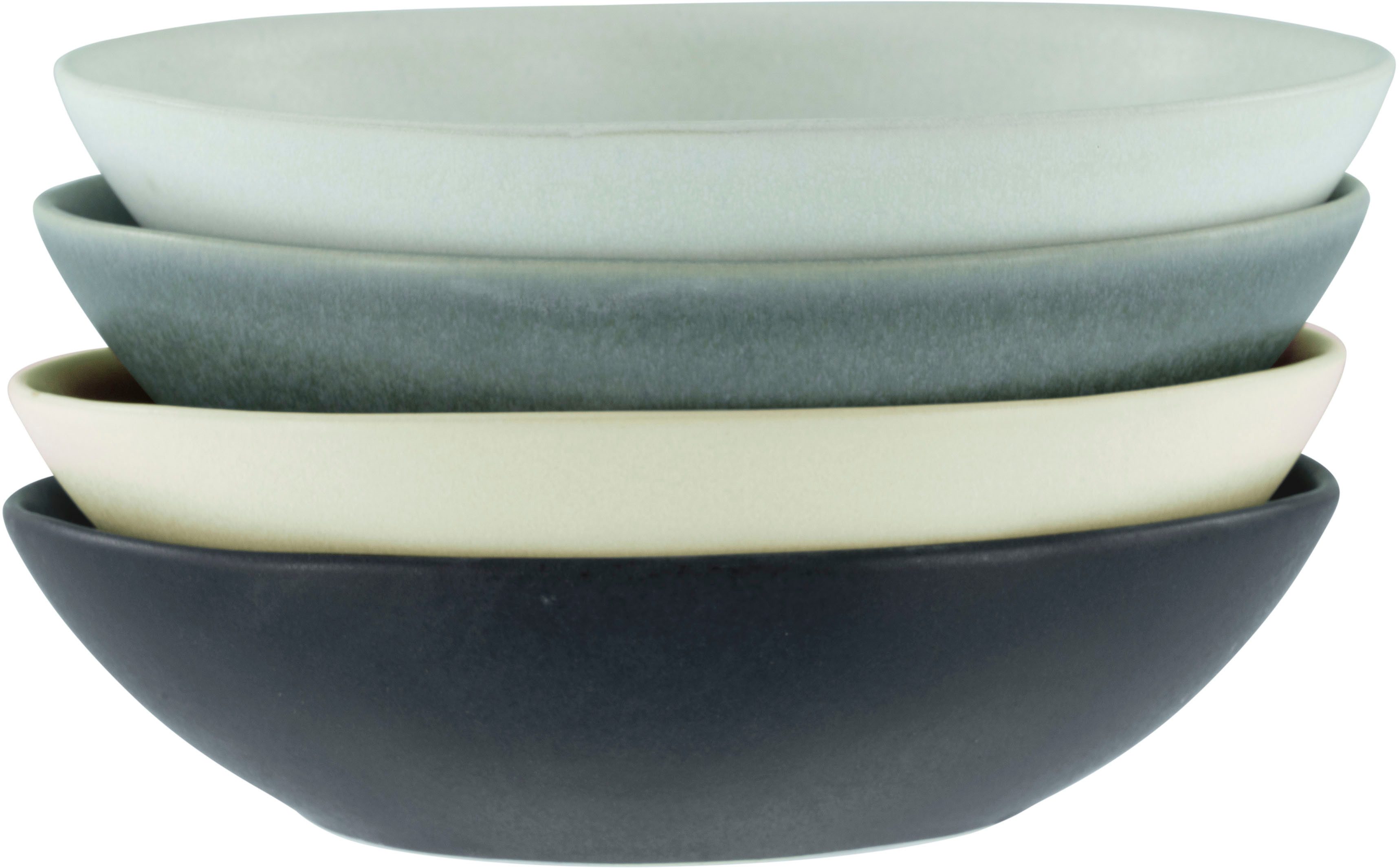CreaTable Servierschale Pietra, Steinzeug, (Set, 4-tlg), Salatschale, Snackschale, jedesStück ein Unikat, Made in Europe