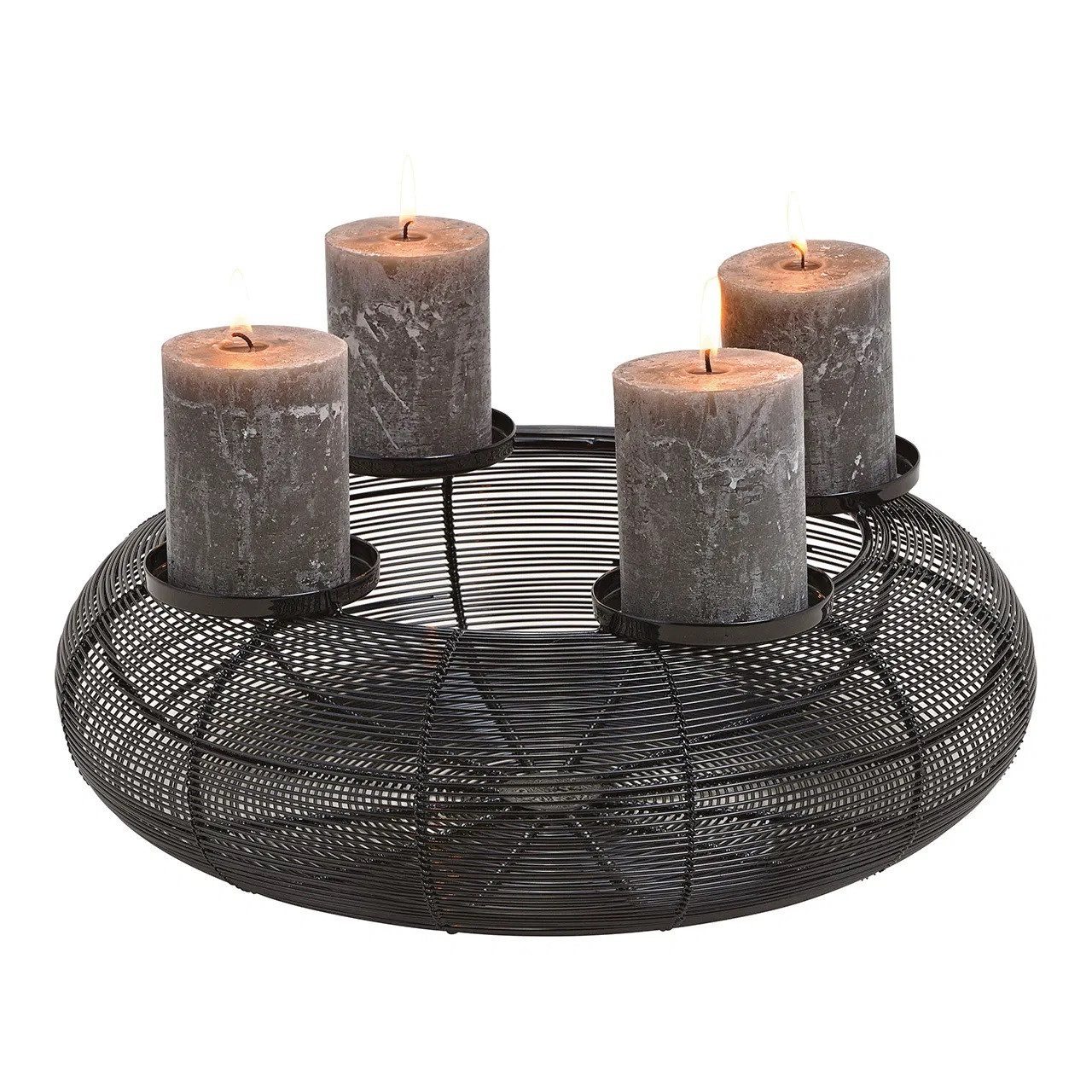 Interdesign24 Adventskranz Black, 38 cm Schwarz Metall