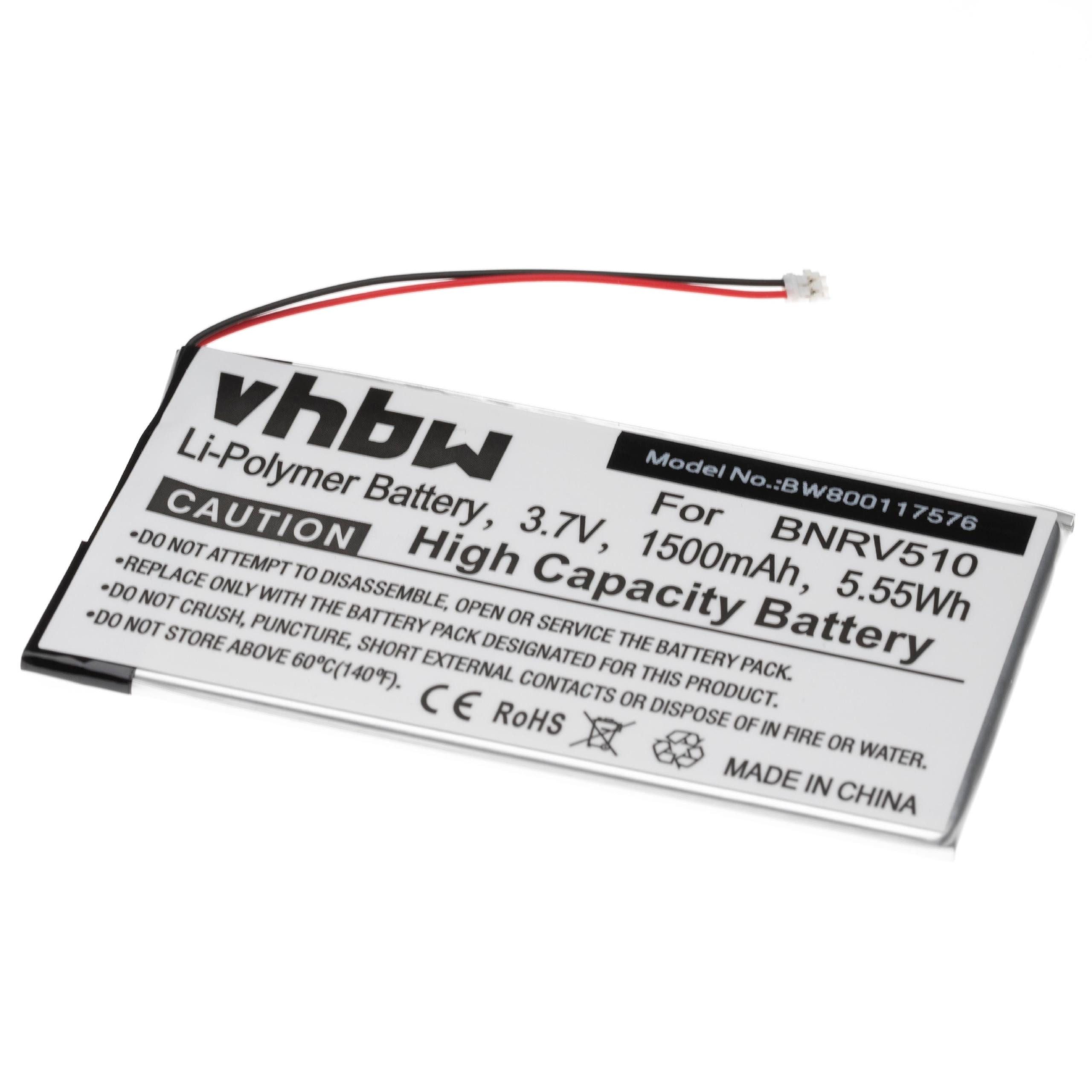 vhbw kompatibel mit Noble Glowlight Akku 2015, Plus & Nook BNRV510 V) Barnes mAh Li-Polymer (3,7 1500