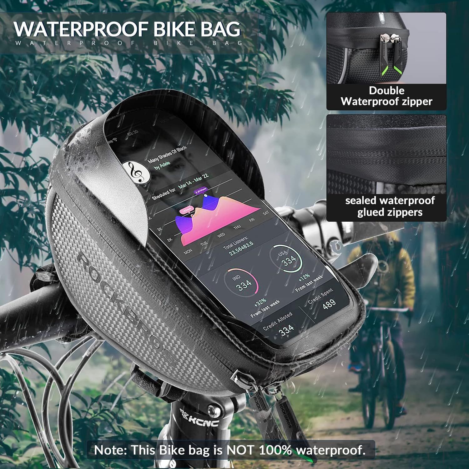 ROCKBROS Handytasche Fahrrad Lenkertasche Lenker wasserdichte Handyhalterung, für Smartphone bis zu 6.5 Zoll Empfindlicher Touchscreen