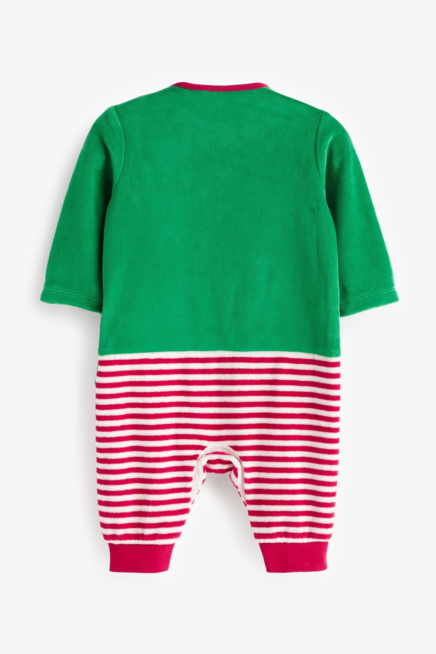 Schlafanzug Next Velours Weichnachten aus Baby Schlafoverall (2-tlg) Green