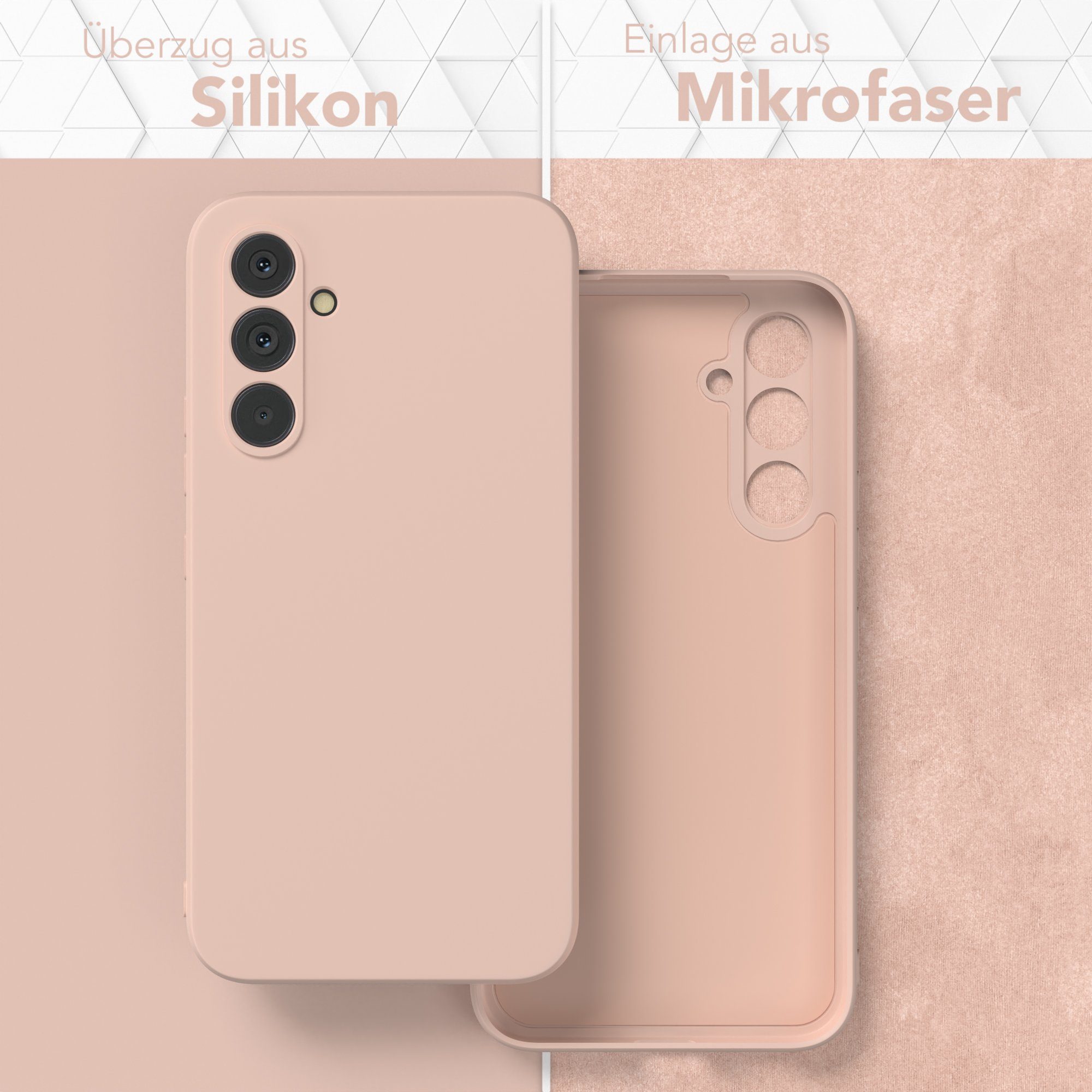EAZY CASE Handyhülle für Samsung Galaxy A54 Hülle Silikon 6,4 Zoll, Silikon Schutzhülle mit Kameraschutz kratzfest bumper Rosa Altrosa