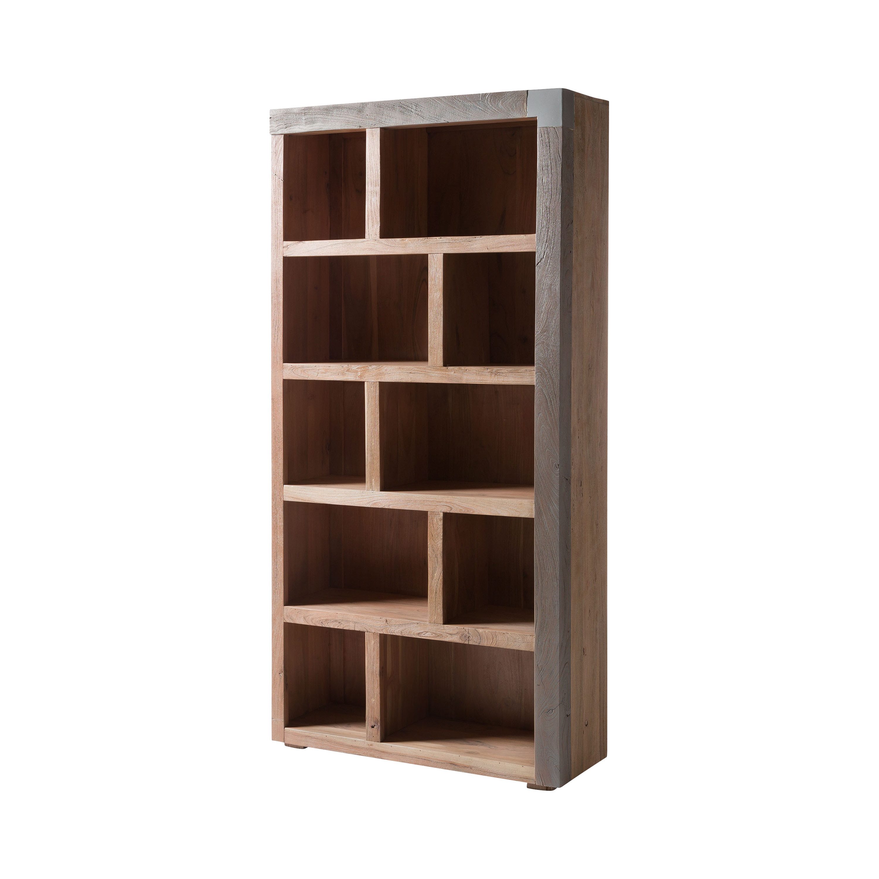 Massivmoebel24 Bücherregal AMSTERDAM, 1-tlg., Standregal Akazie 100x35x204 beige lackiert Amsterdam #121