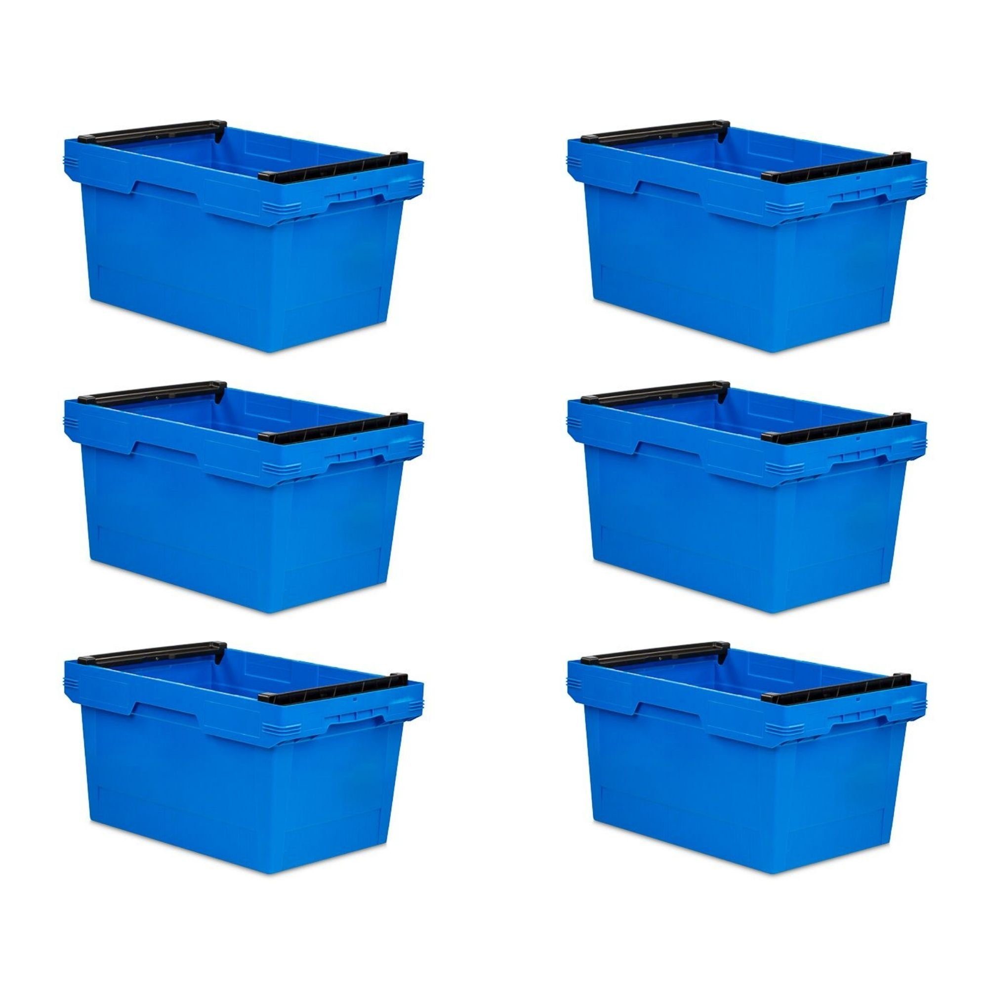 PROREGAL® Aufbewahrungsbox SparSet Conical Mehrweg-Stapelbehälter Stapelbügel Blau & Grau (6 St)