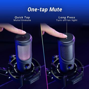 TONOR Streaming-Mikrofon, Gaming Mikrofon mit Armständer und Stummschaltung - Ideal für PS4/5