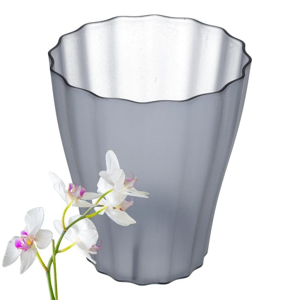 GarPet Blumentopf Orchideentopf Blumen Orchideen Übertopf transparent durchsichtig rauchfarbig | Pflanzkübel