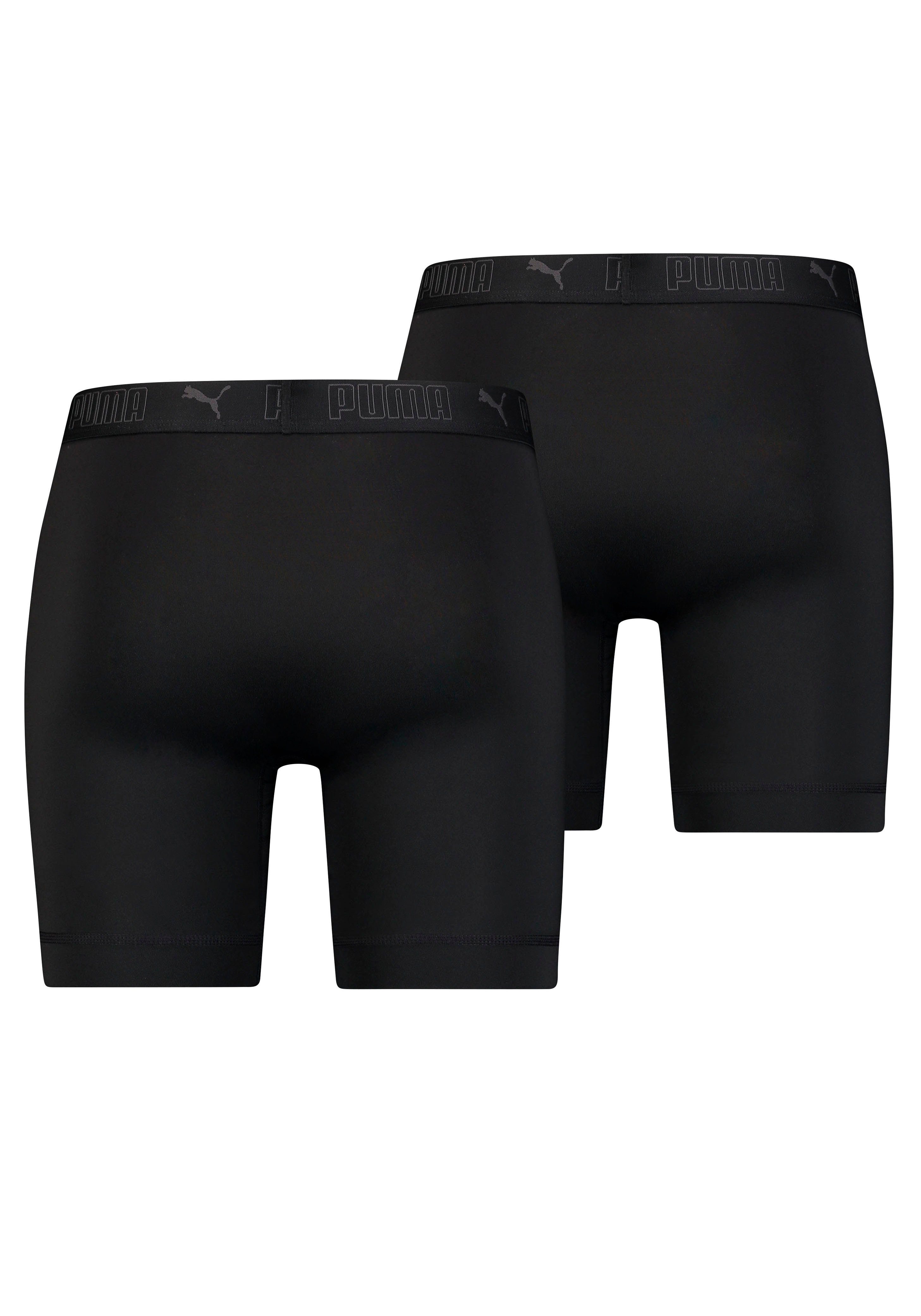 PUMA Boxershorts PUMA MEN SPORT MICROFIBER LONG BOXERS 2P (Packung, 2er Pack) mit Logo-Bund