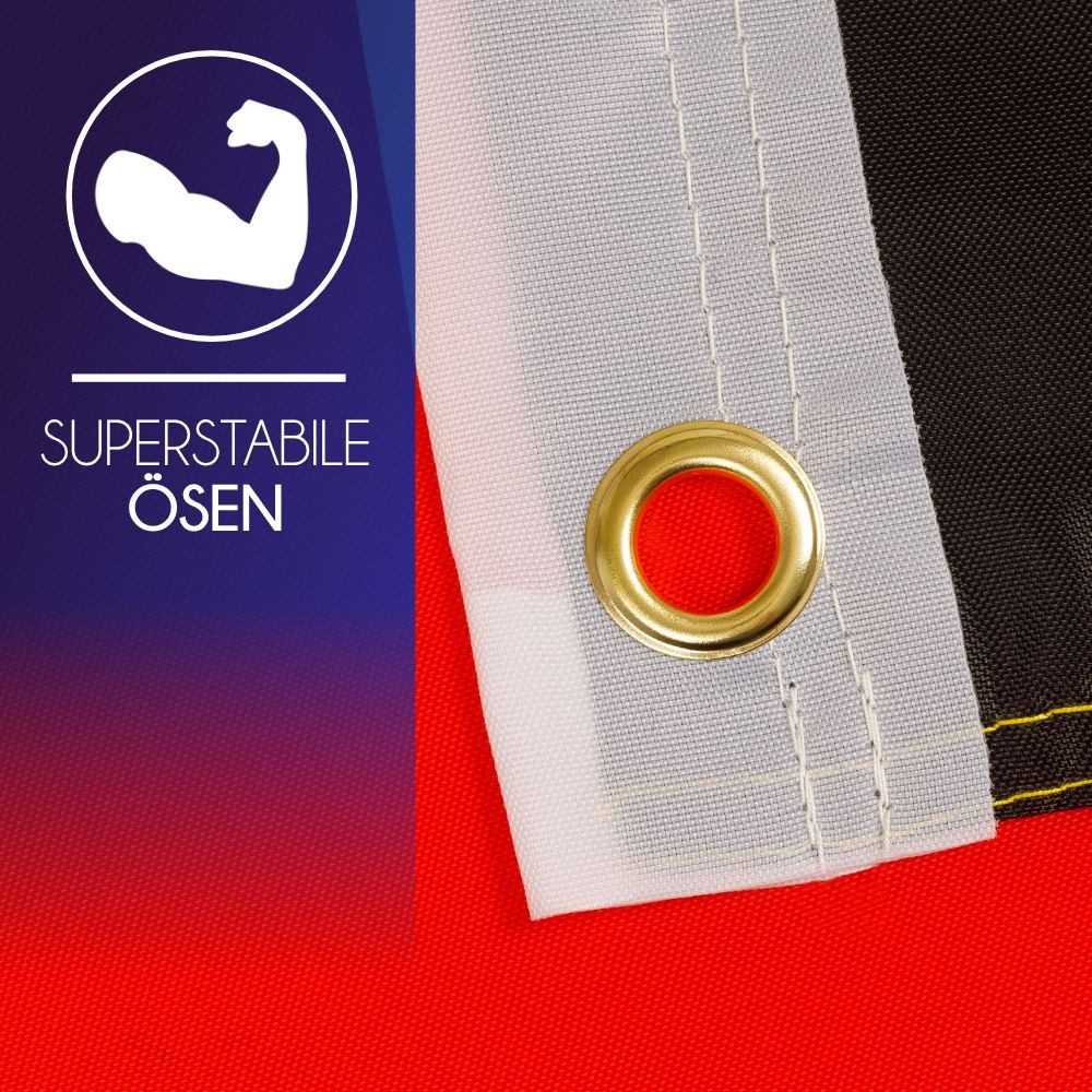 PHENO FLAGS Flagge Premium Deutschland Flagge 90 x 150 cm Fahne ohne Adler (Hissflagge für Fahnenmast), Inkl. 2 Messing Ösen