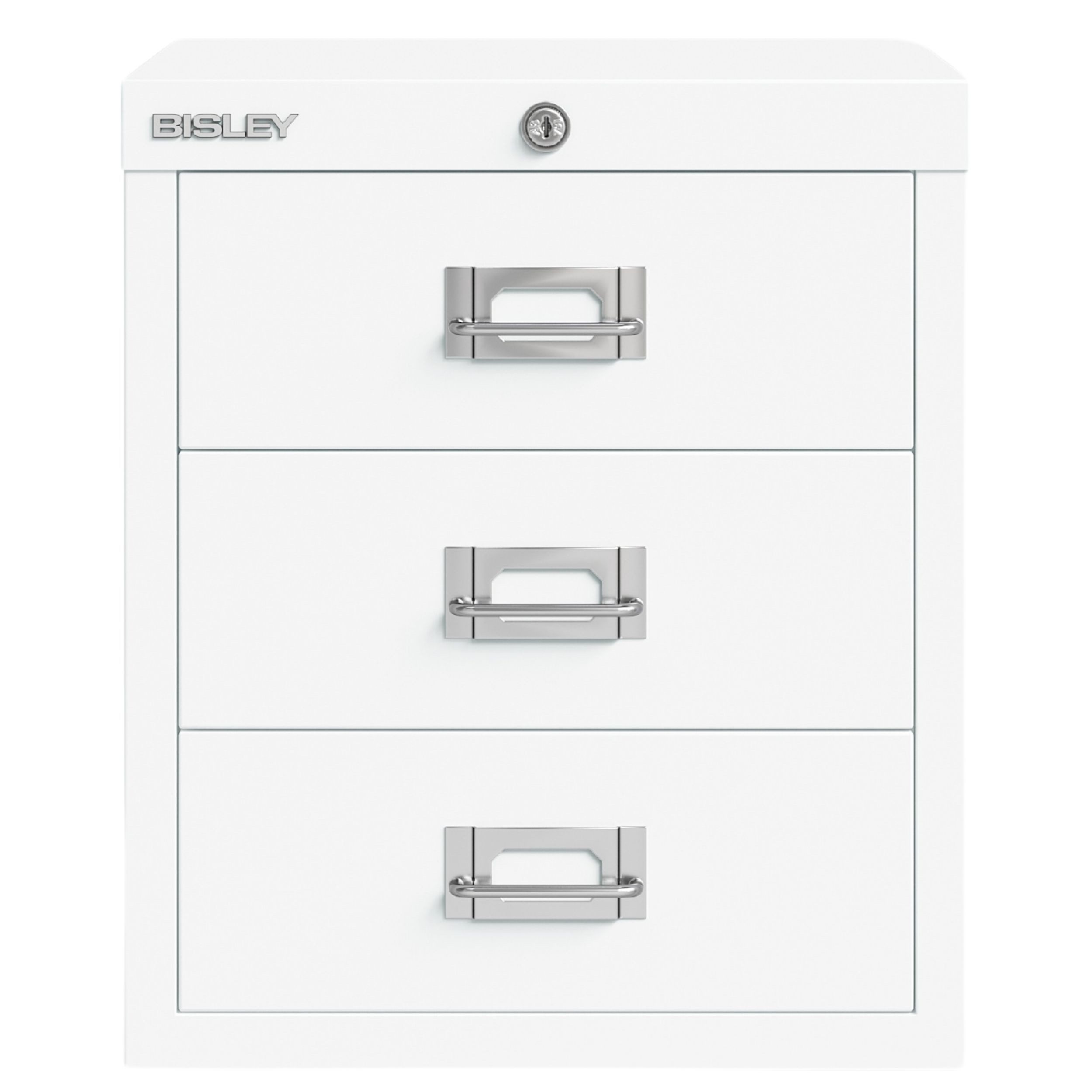 Bisley Aktenschrank Schubladenschrank Eco mit Schloss in Verkehrsweiß - Maße: H 33 x B 28 x T 41 cm