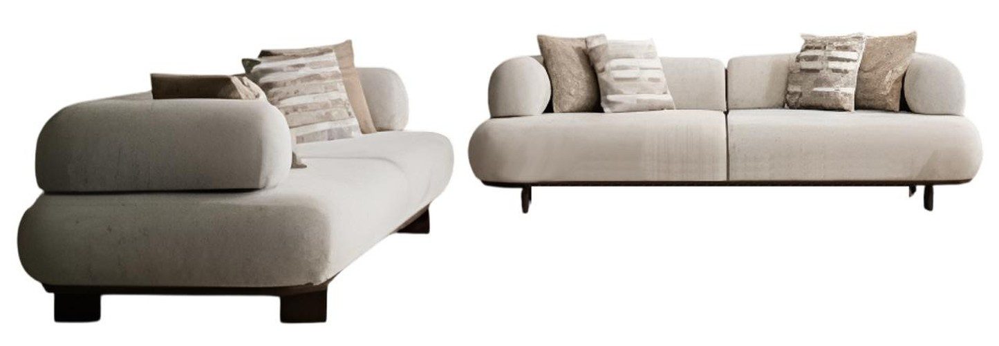 JVmoebel 3-Sitzer Beige Couchgarnitur 3-Sitzer Sofas Textilcouchen Wohnzimmer, 2 Teile, Made in Europa