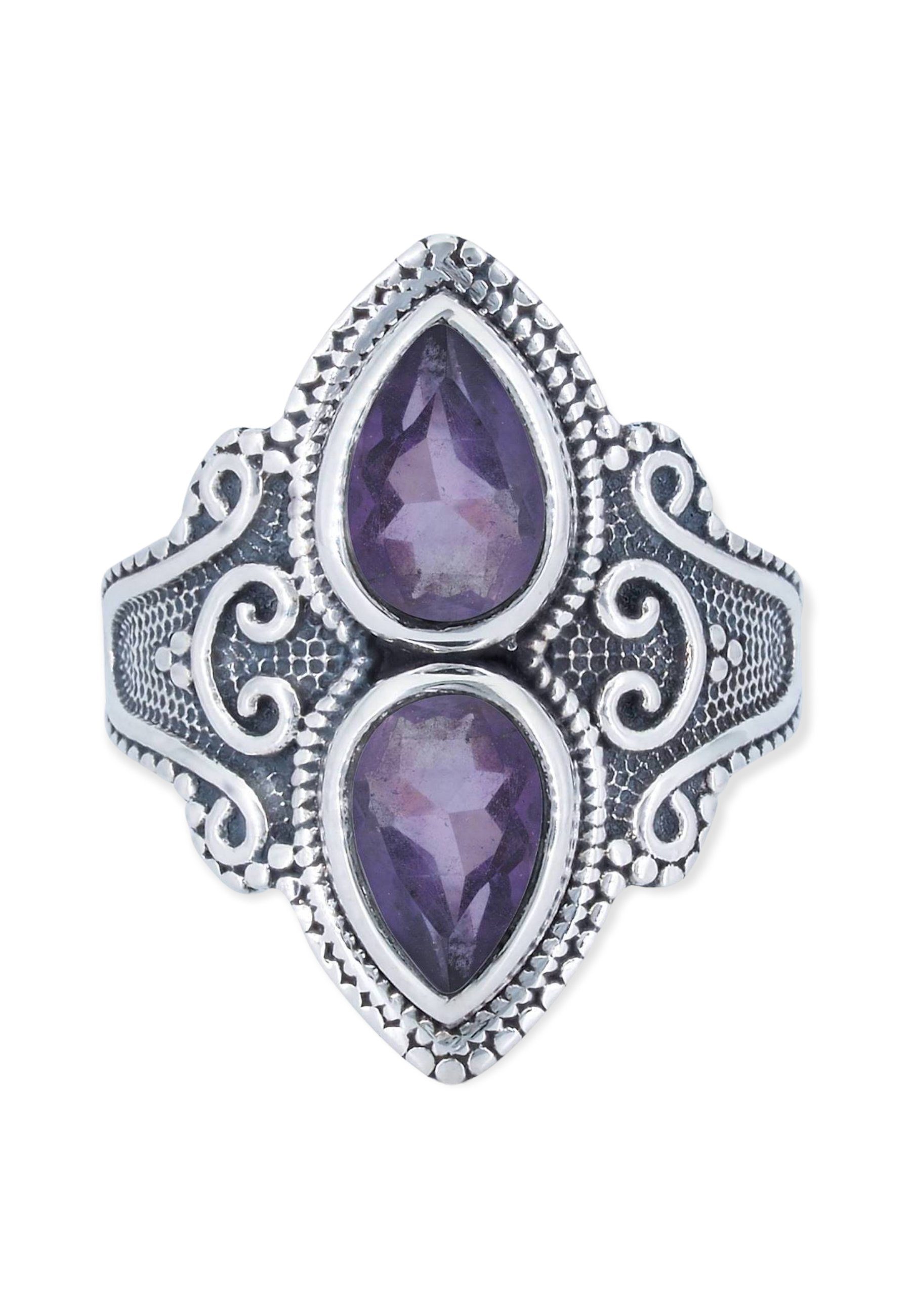 Amethyst mantraroma mit facettiert 925er Silberring Silber