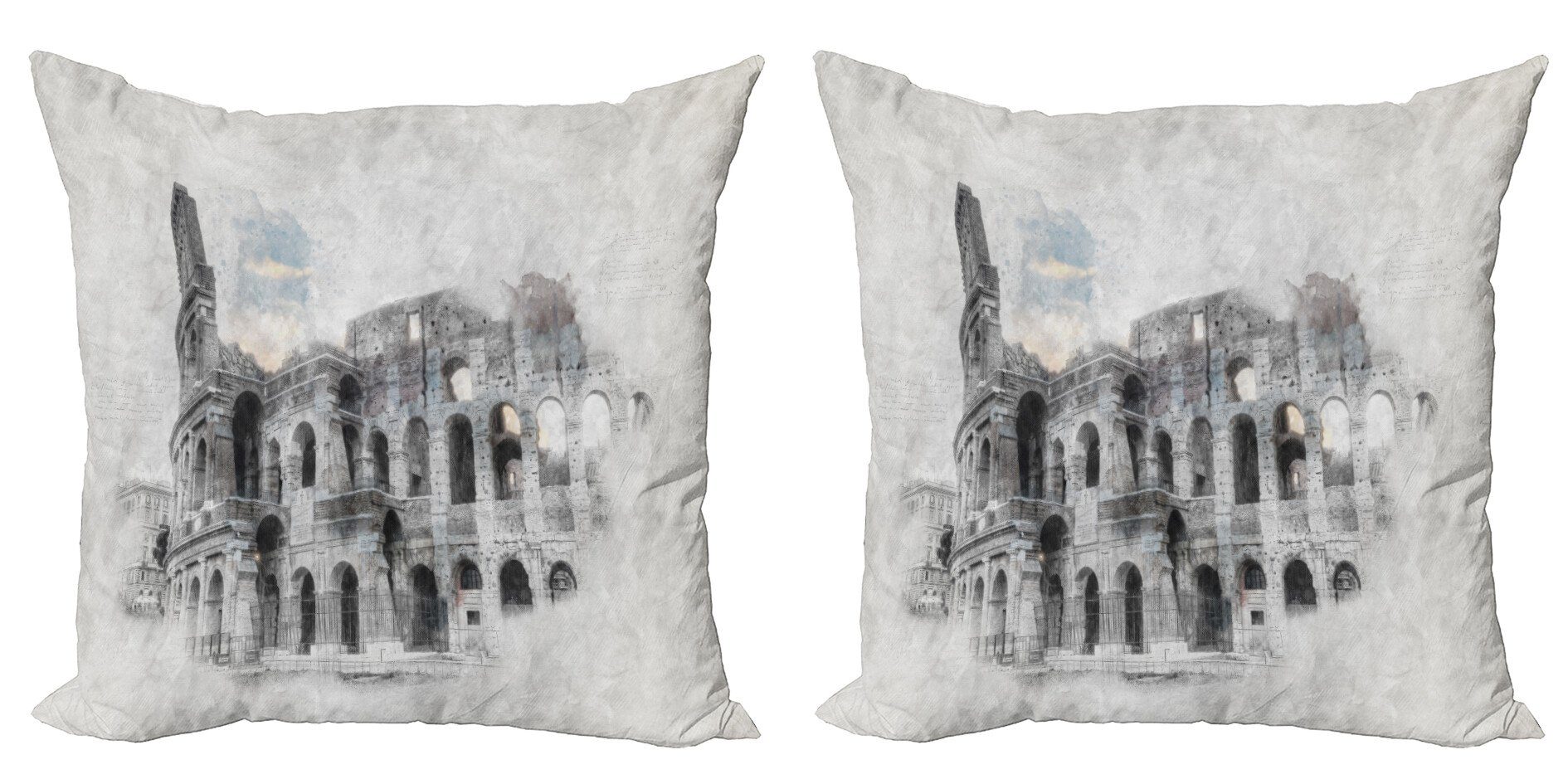 Kissenbezüge Modern Accent Doppelseitiger Digitaldruck, Abakuhaus (2 Stück), Italien Colosseum Rom Sketch