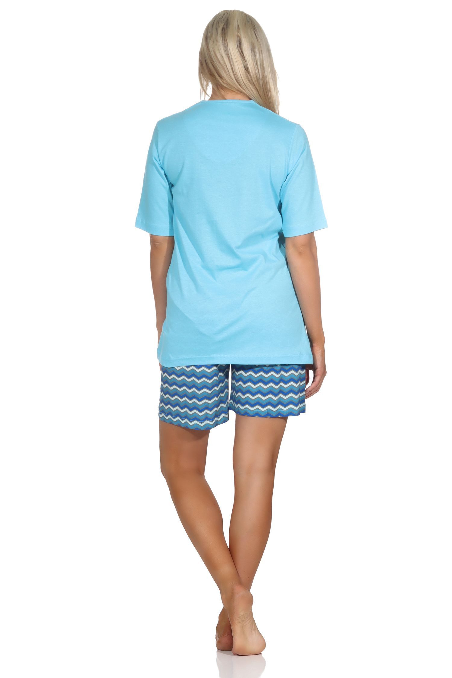 Normann Pyjama Damen Shorty Pyjama kurz mit gemusterten Shorts in strahlenden Farben – Bild 5 von 5