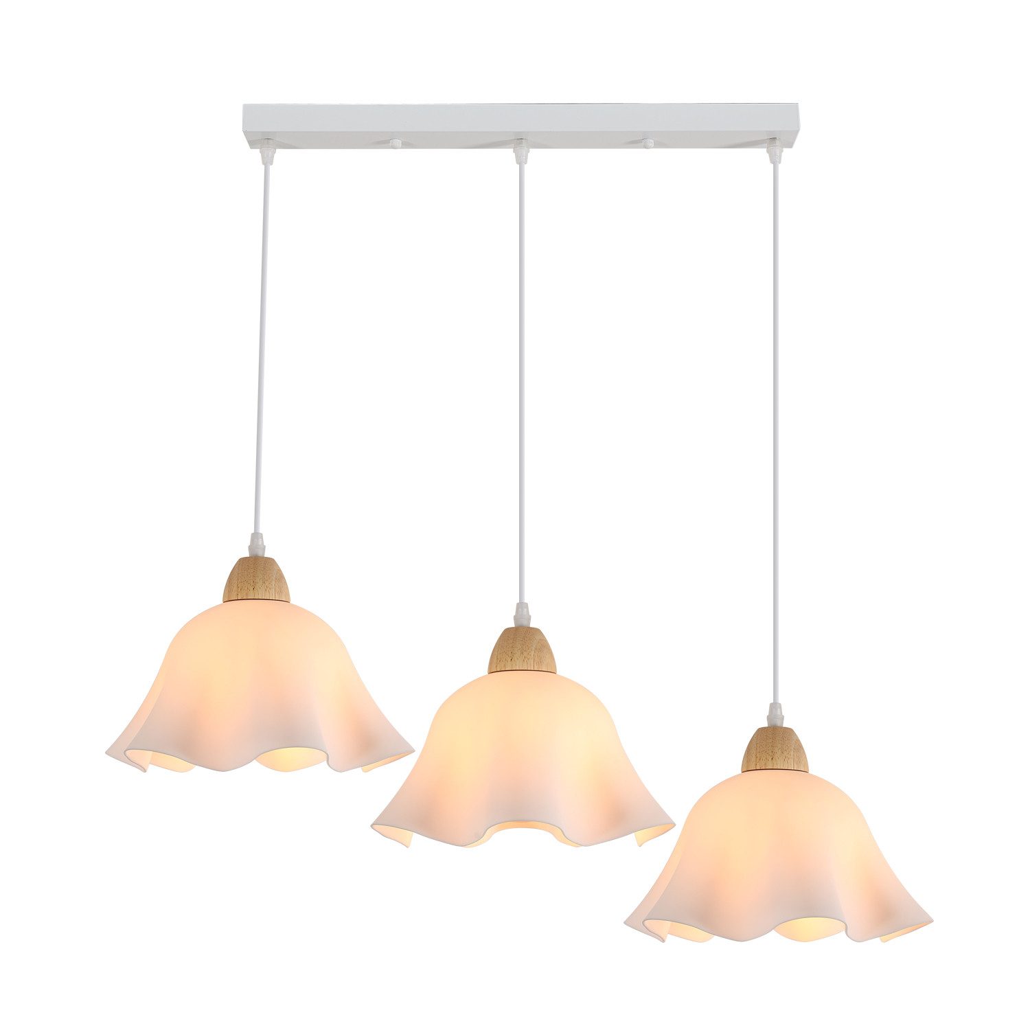 Goeco Pendelleuchte Blumenförmiger Люстры, dreiflammiger Люстры, E27, ohne Leuchtmittel, Acryl-Hängelampe