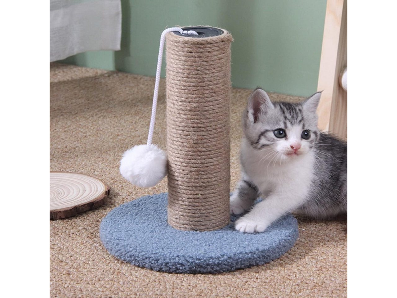 Realb2b Kratzbaum Katzenkratzbaum Sisal mit Plüsch und Spielball – stabil & kompakt., Stabiler Katzenkratzbaum mit Sisal-Kratzsäule und Spielball.