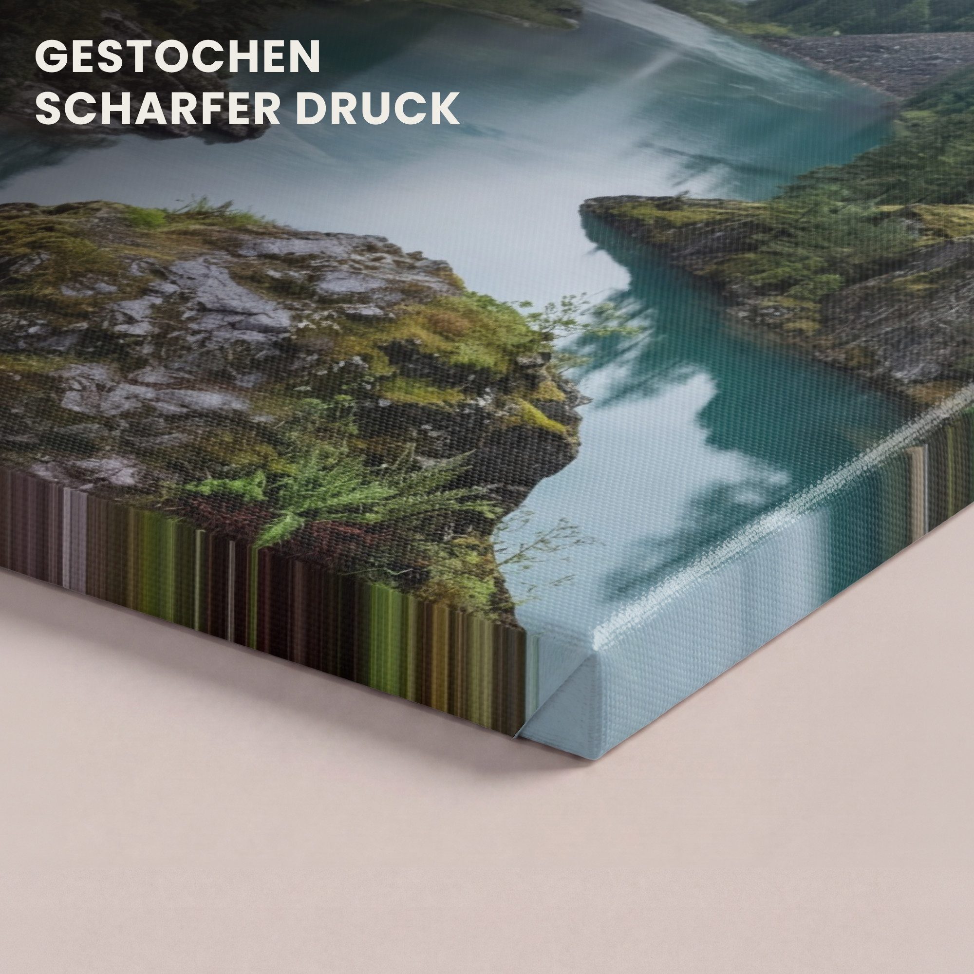 OneMillionCanvasses® Leinwandbild Wasserfall - Bäume - Berge, Fotodruck (1 St), Leinwand Canvas Wandbild, Wanddekoration 20x30 cm – Bild 3 von 5