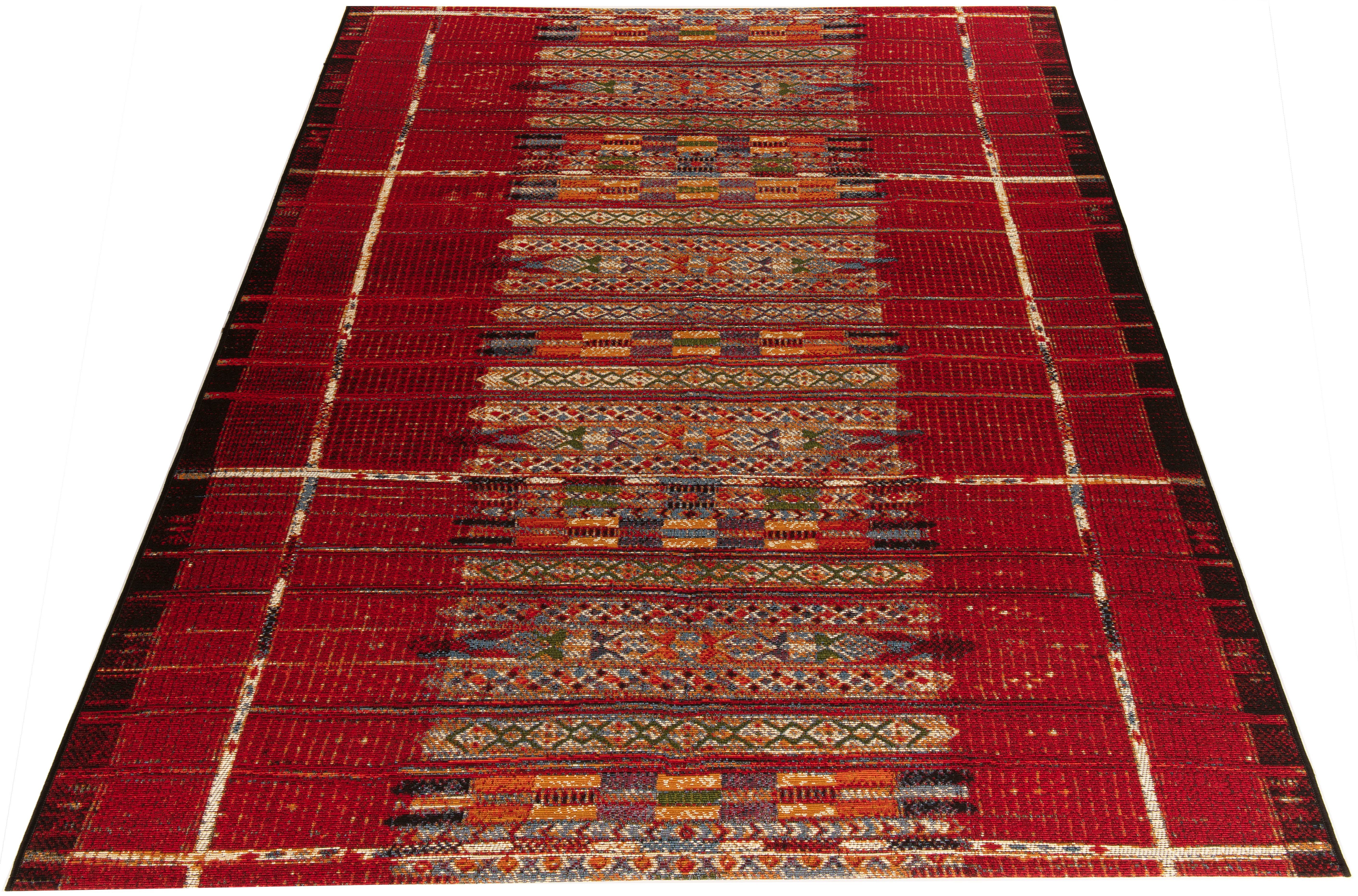 Teppich Outdoor-Africa 38, Gino Falcone, rechteckig, Höhe: 5 mm, Flachgewebe, Ethno Style, In- und Outdoor geeignet rot | Kurzflor-Teppiche