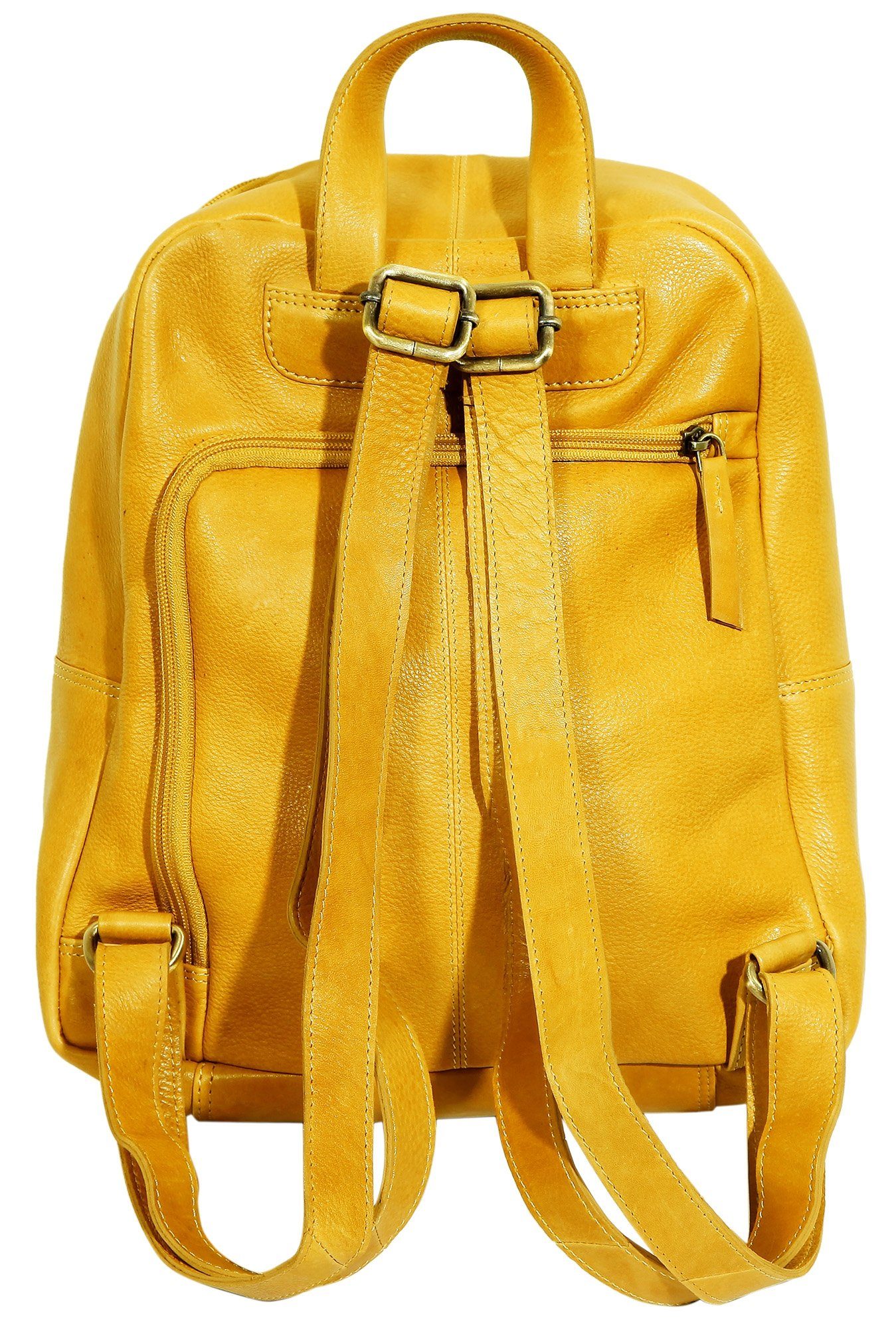 (einzeln) LEONARDO Gelb Gulnar Damentasche VERRELLI Echtleder aus Rucksack Damenrucksack