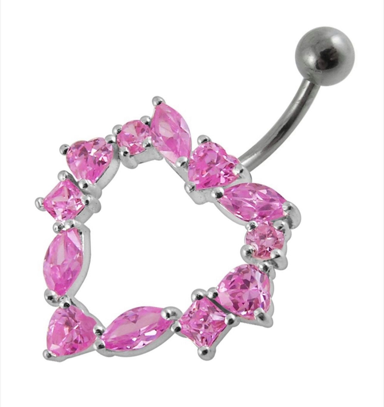 Karisma Schmuck Bauchnabelpiercing Silber 925 Herz Liebe Bauch Stecker Zirkonia Nabelpiercing, Frauenschmuck