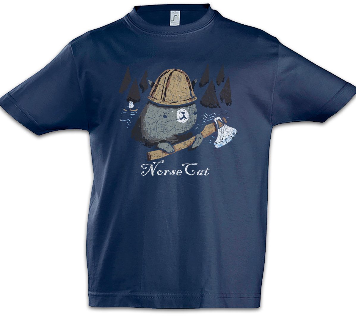 Urban Backwoods Print-Shirt Norse Cat Kinder T-Shirt Arsen Fenris Celtic Irminsul Wolf Katze Norse (1-tlg) Odin Odhin Loki Ragnarök