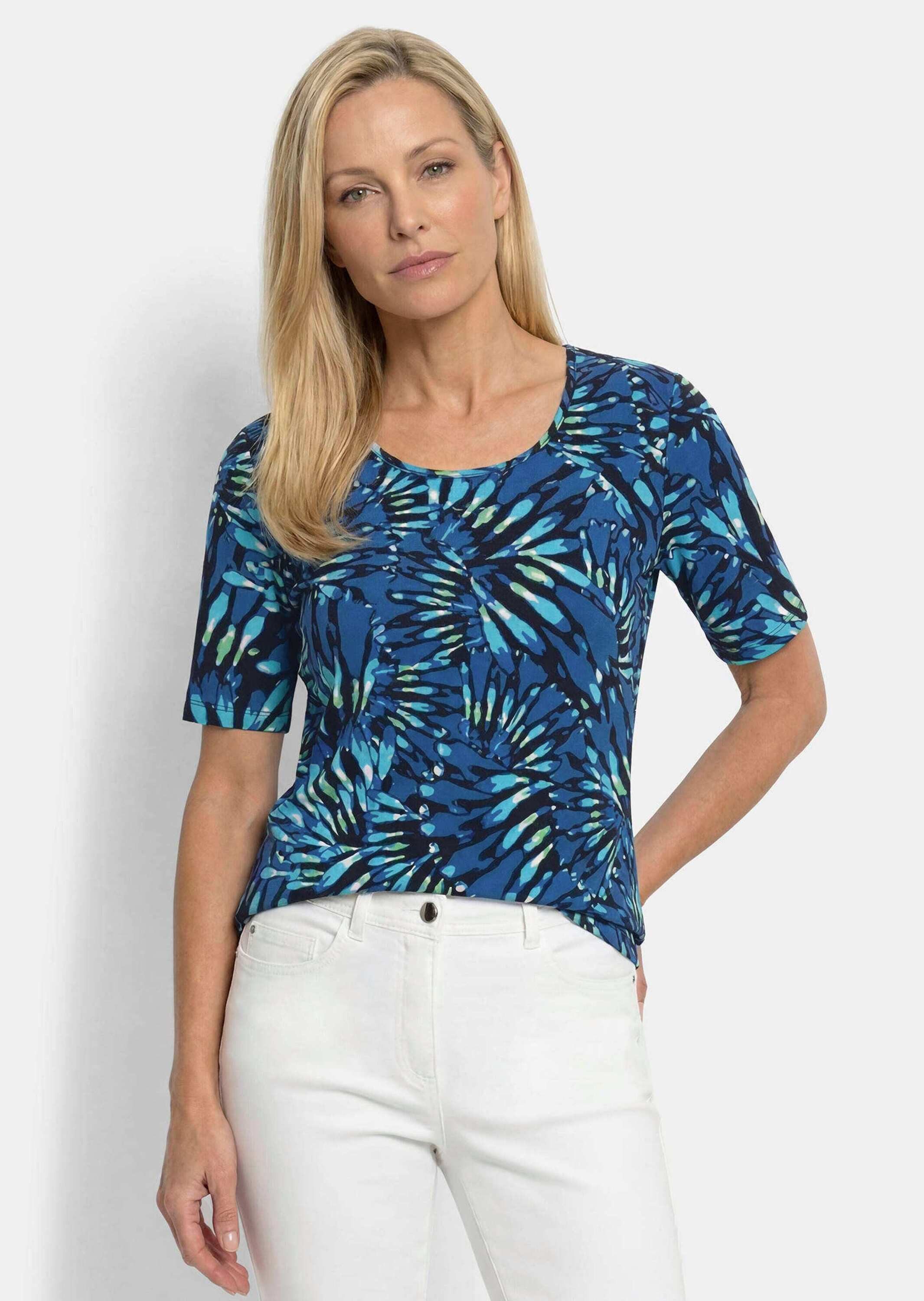 T-Shirt Baumwollshirt mit femininen Blüten