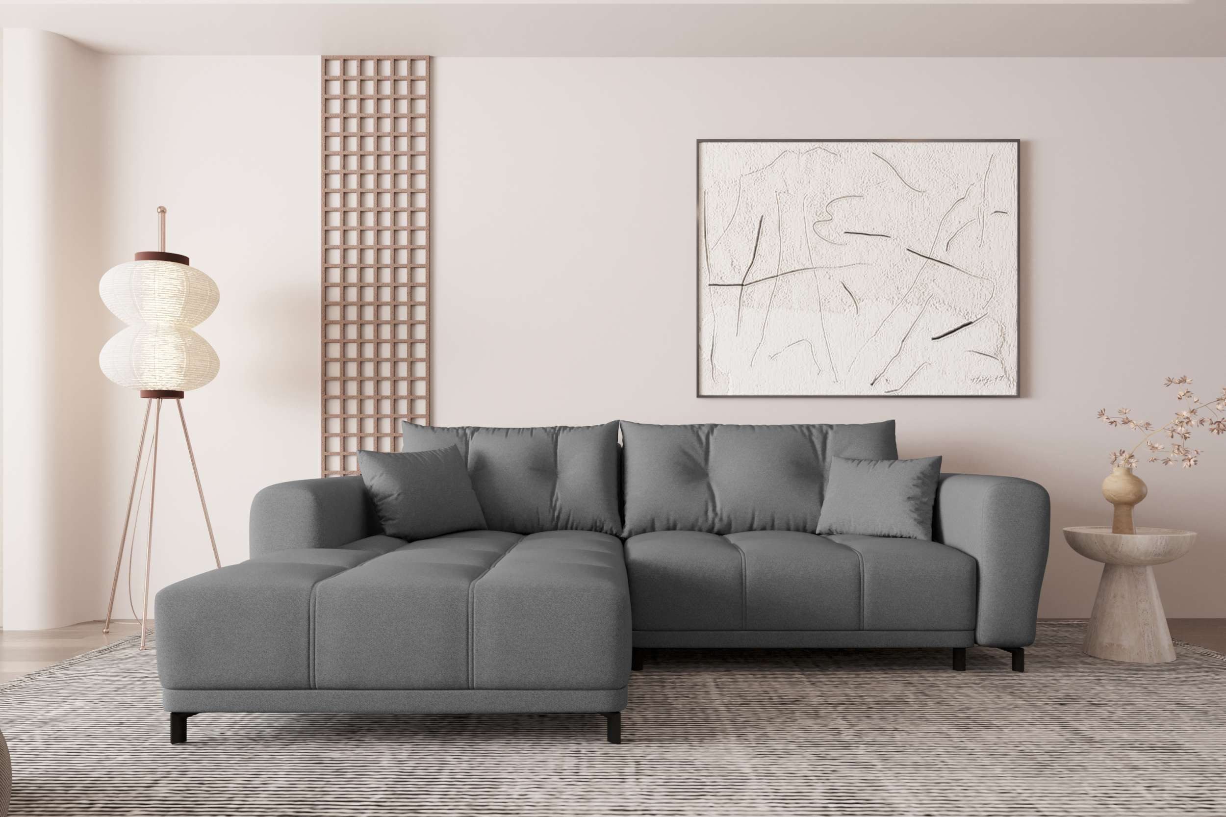 99rooms Ecksofa Massimo, Sofa L-Form, Eckcouch, mit oder ohne Schlaffunktion,Rundumbezug, in Strukturstoff NEVE