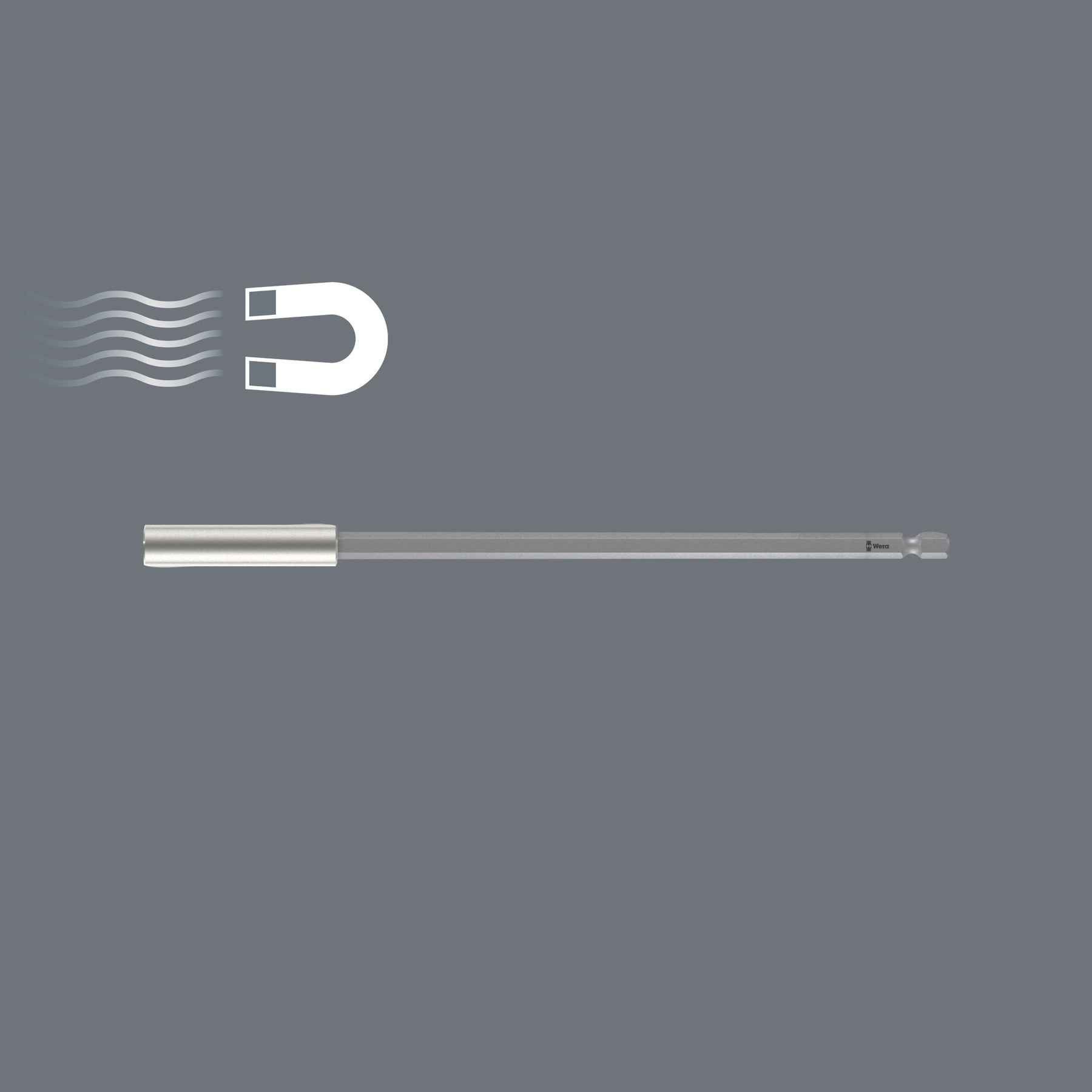 Wera Bithalter Universalhalter – 1/4" x 200 mm – Edelstahlhülse, Dauermagnet, (1-tlg), für Bits nach DIN ISO 1173, Starker Sprengring