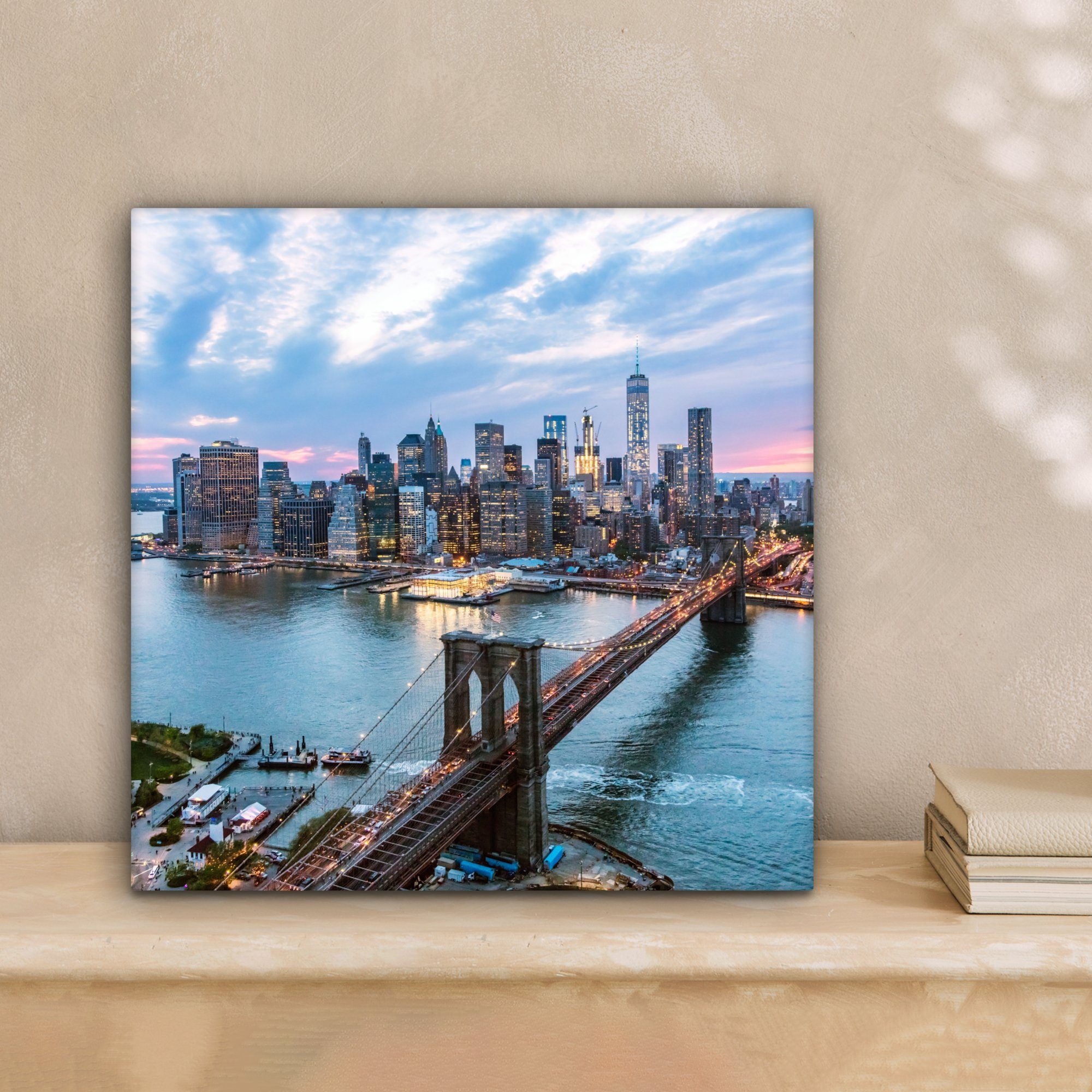 OneMillionCanvasses® Leinwandbild New York - Skyline - Brücke, Fotodruck (1 St), Wandbild, Deko Schlafzimmer Wohnzimmer Flur 20x20 cm