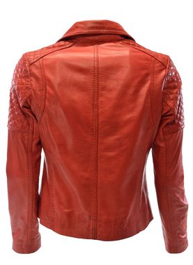 Zimmert Leather Lederjacke Mona Cognac, Rot, Biker-Stil, Knautschiges Leder