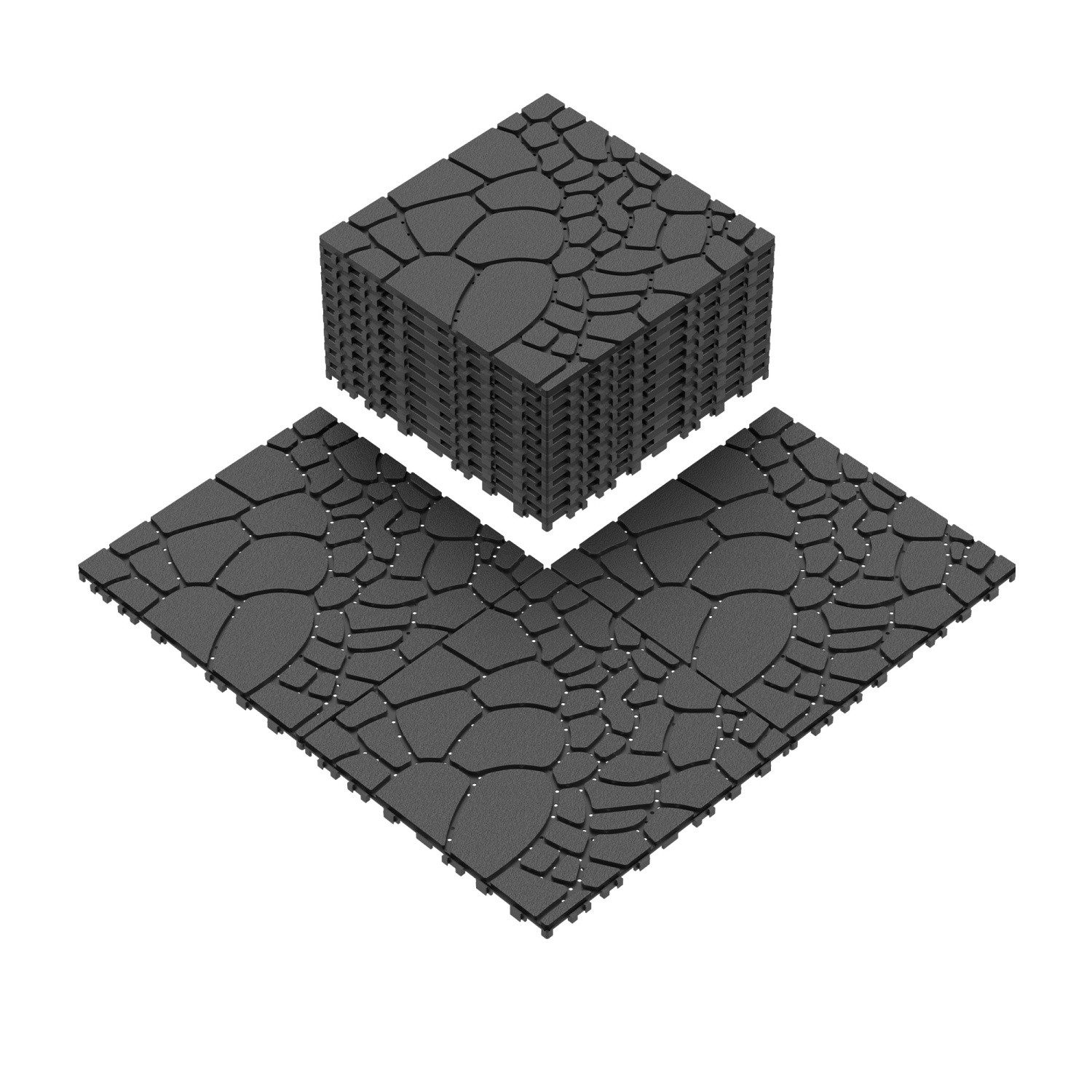 Fanttik Klickfliesen Balkon Patio 30x 30cm Garten-Klickfliese Bodenbelag,44er-Pack, Bodenbelag 4m²,Terassenfliesen,Ideal für den Außenbereich,Gartenhäuser