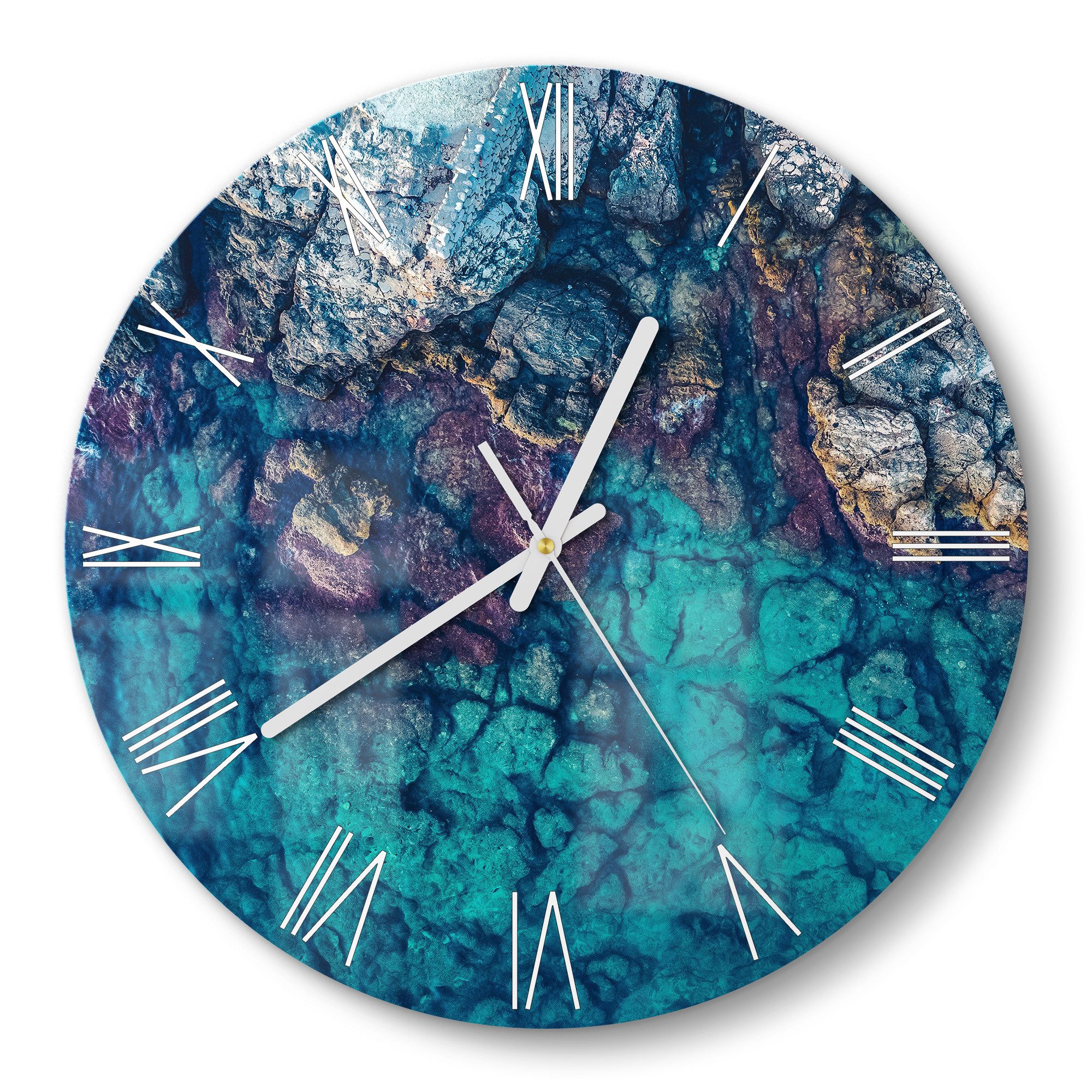 DEQORI Wanduhr 'Küstenfarbenspiel' (Glas Glasuhr modern günstig online kaufen