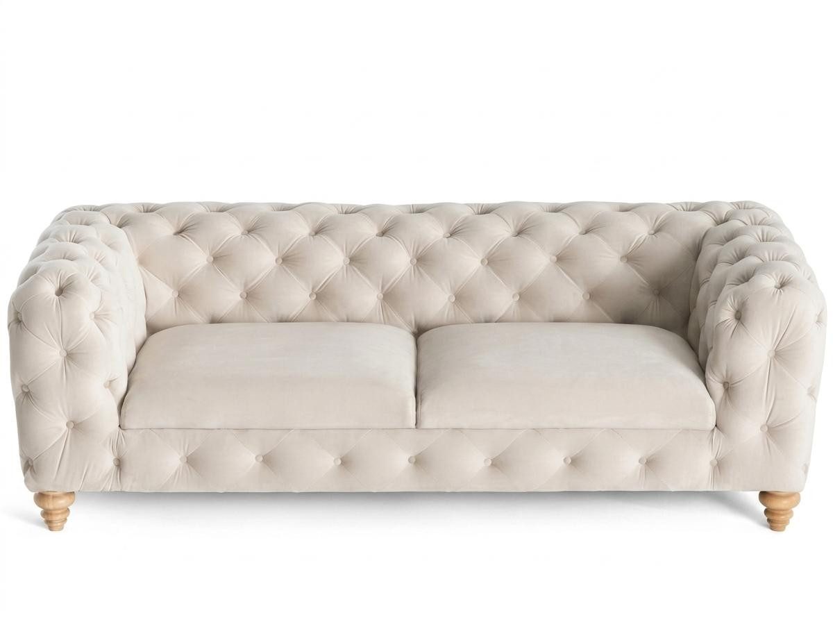 JVmoebel Chesterfield-Sofa Beiges 2,5-Sitzer Chesterfield Sofa Gesteppt für Wohnzimmer, 1 Teile, Made in Europa