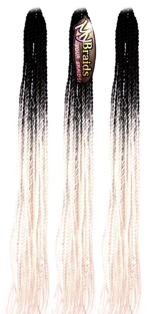 MyBraids YOUR BRAIDS! Kunsthaar-Extension Senegalese Twist Crochet Braids 3er Pack Ombre Zöpfe 15-SY Schwarz-Weiß