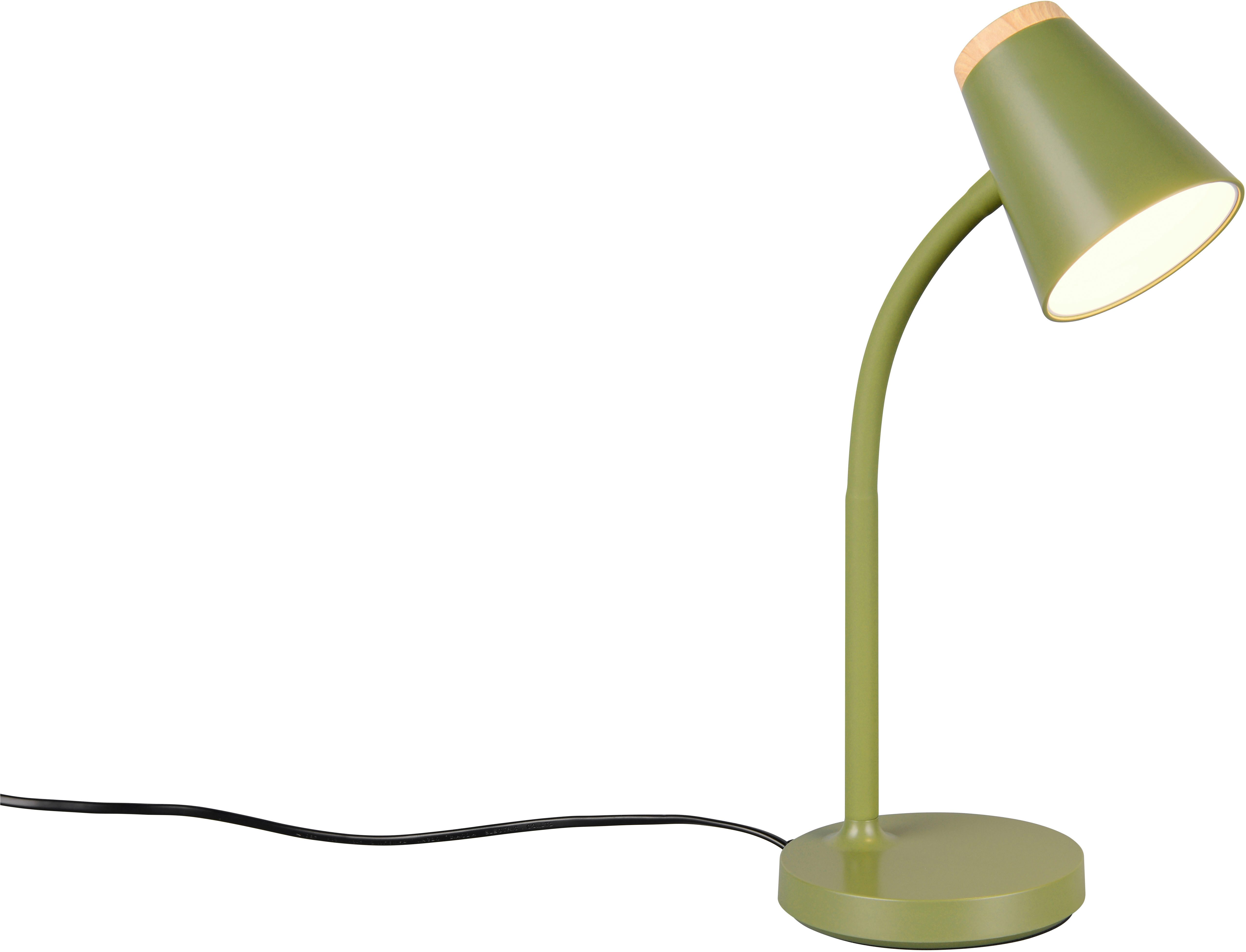 Reality Leuchten LED Tischleuchte PONGO, LED Tischleuchte m. Kippschalter, 4,5W 500 Lumen 3000K warmweiß, Ein-/Ausschalter, LED fest integriert, Warmweiß, flexibel verstellbare Leselampe, Schreibtischlampe Höhe 36cm
