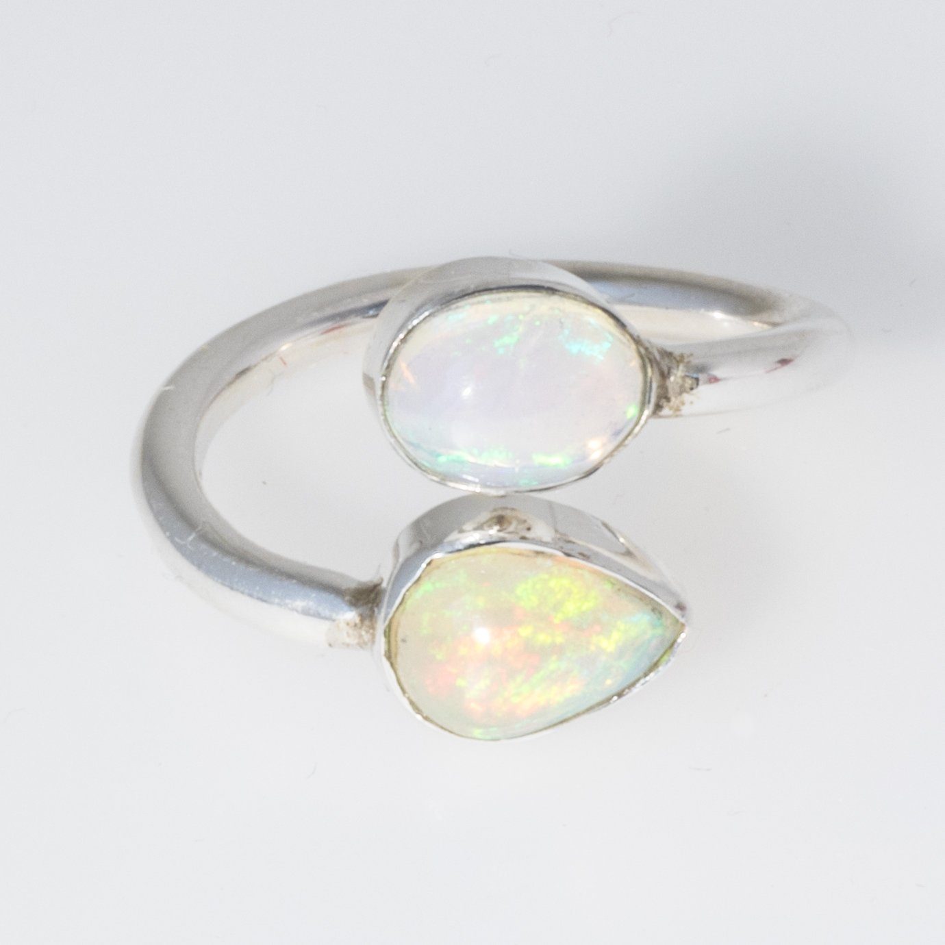Bella Carina Silberring Ring mit 2 echten Edel Opal Steinen (1-tlg)