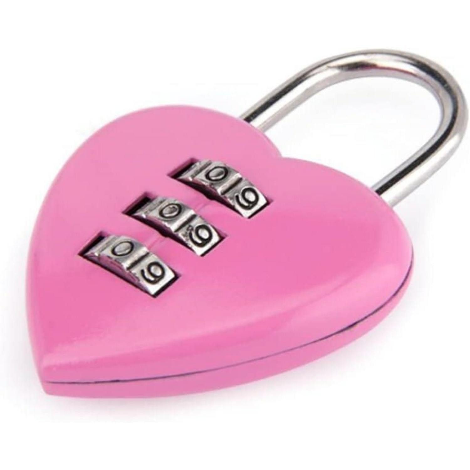 LuxusKollektion Vorhängeschloss Zahlenschloss Herz Mini 3-stellig rosa