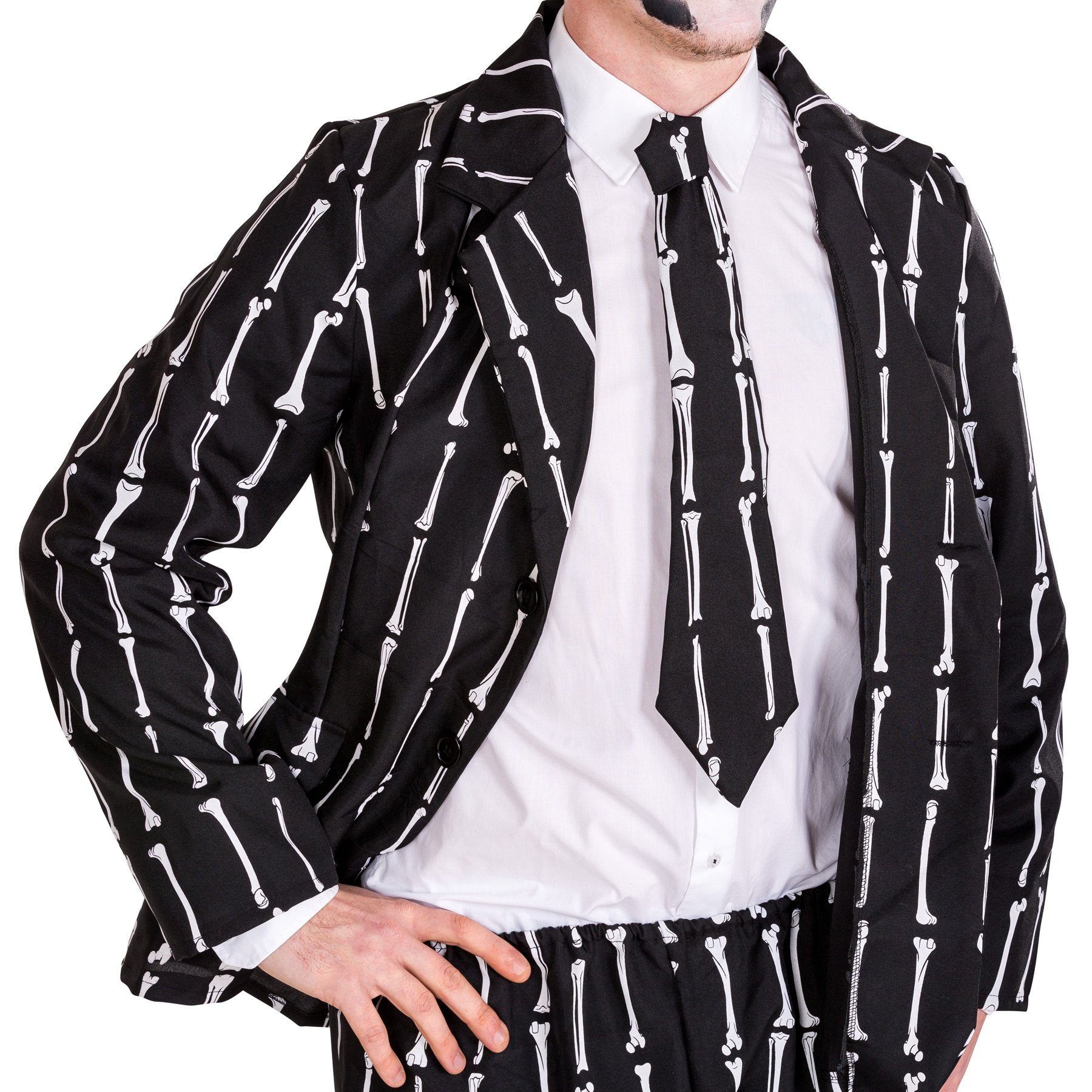 dressforfun Kostüm Herrenkostüm Knochenanzug, Gestreifte Hose mit Knochenoptik