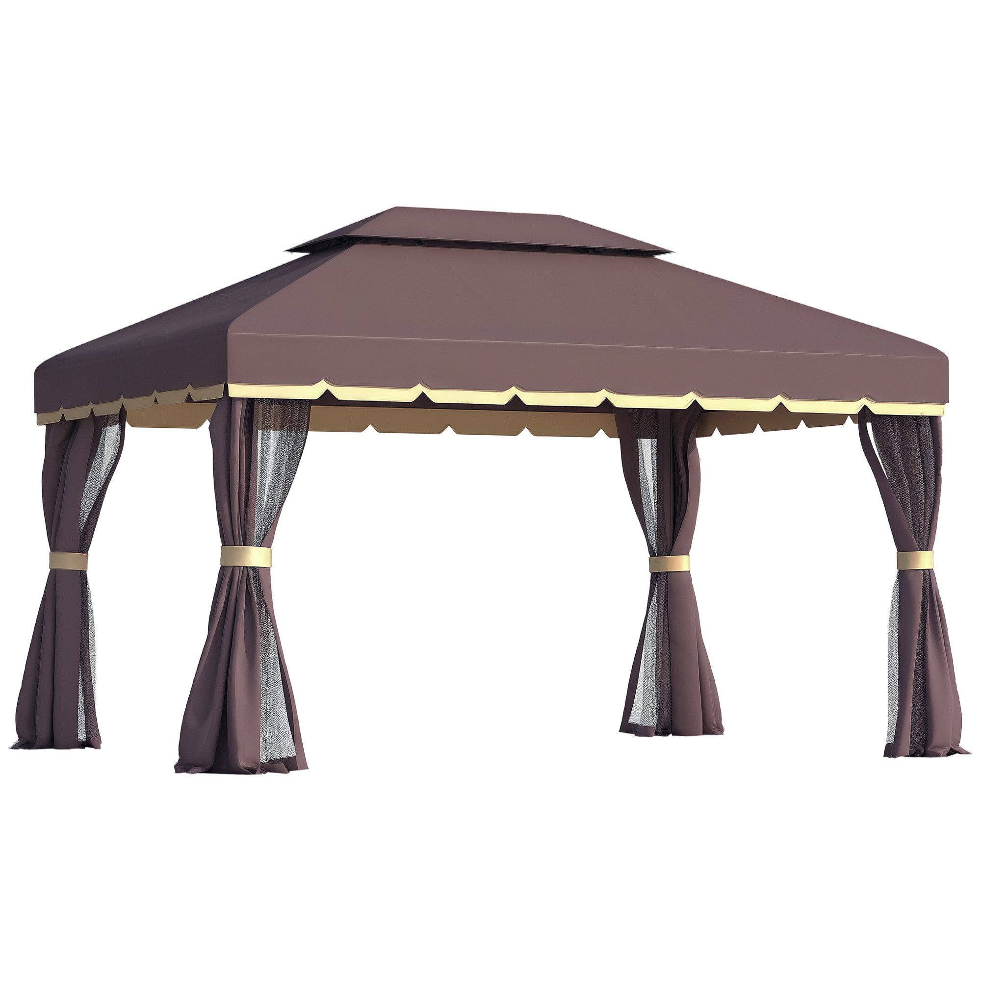 MC Star Pavillon Gartenpavillon Pavillon 390x290x280cm Gartenzelt Festzelt Partyzelt, mit 4 x Seitenteile Moskitonetz wetterfest Aluminium Polyester