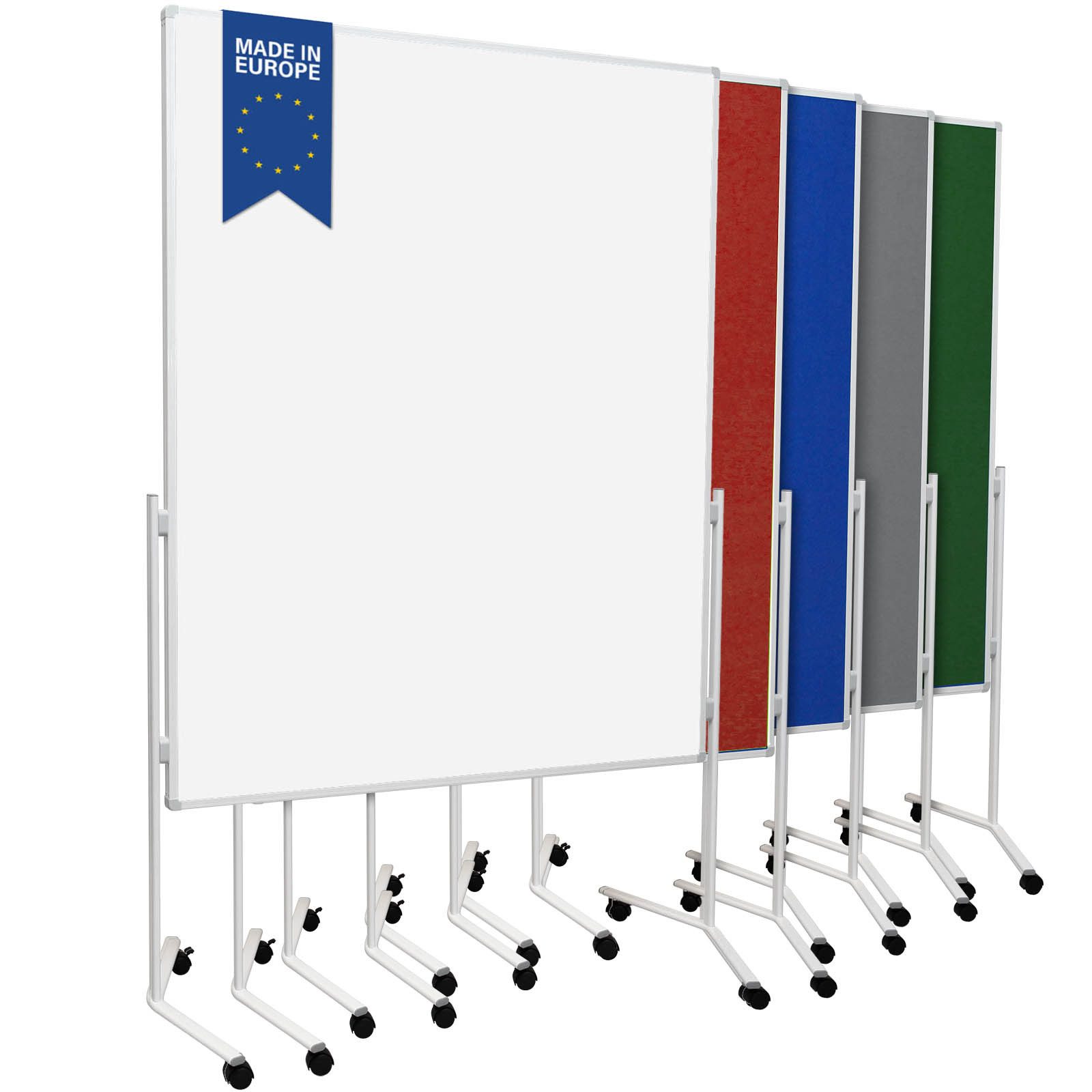 Viscom Standtafel UP - einteilige Moderationstafel - beidseitig nutzbar, Metaplanwand mit Filz- oder Whiteboard-Oberfläche - mobil dank Rollen